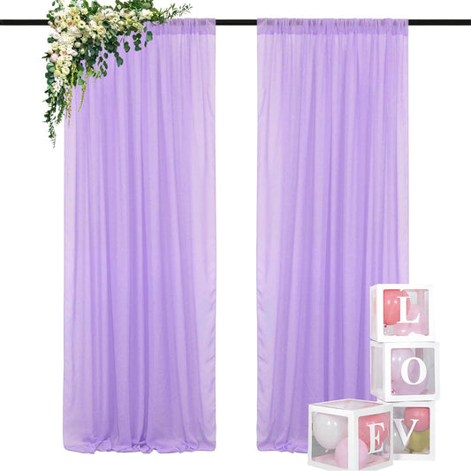 DUOBAO Chiffon Backdrop Curtain-2 Panels 29"x108" Wedding Drapes Lavender Sheer Beach Curtains for Living Room Voile Window Curtain Photography Background (29''x108''x2pcs, Lavender)