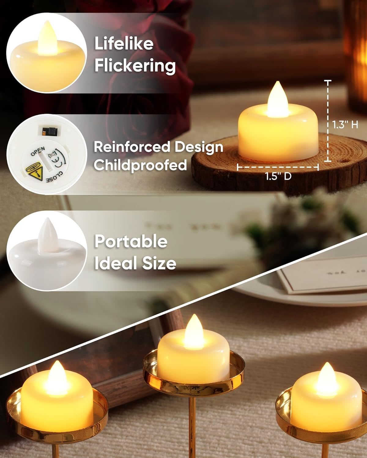Amagic 24 Pack Remote Candles, Tea Lights with Timer, 400+Hours Flickering Flameless Battery Operated LED TeaLights Candles with Remote, for Table Centerpieces, Home Decor, Wedding, Party (White)