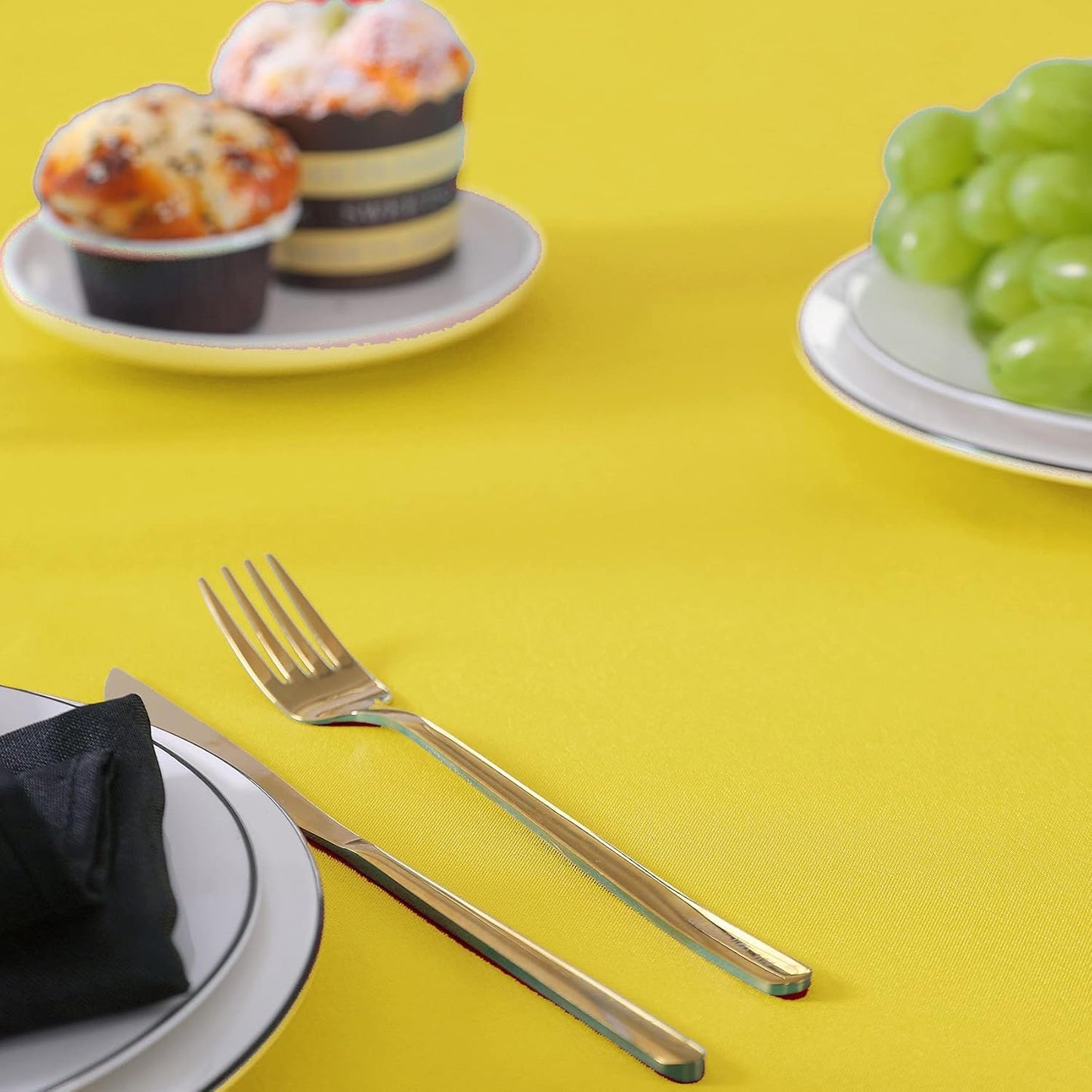 70 inch Round Tablecloth Washable Polyester Table Cloth Decorative Table Cover for Wedding Party Dining Banquet（70 inch,Yellow）