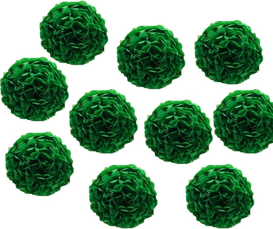 10pcs 10in Dark Green Paper Pom Poms - Tissue Paper Hanging Balls for Wedding Party Decorations - DIY Art Craft Blooms for Birthday, Baby Shower, Nursery Decor