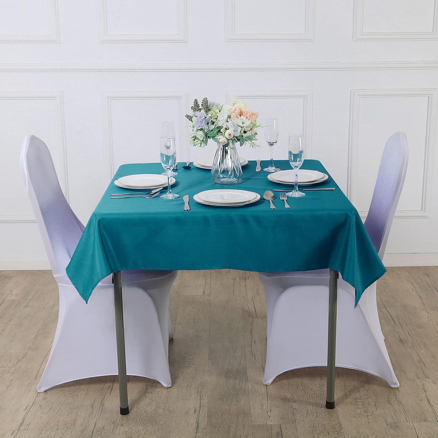 Cupuamon Square Tablecloth 52x52 inch Washable Polyester Fabric Table Cloth for Wedding Party Dining Banquet Decoration（52x52,Caribbean Blue）