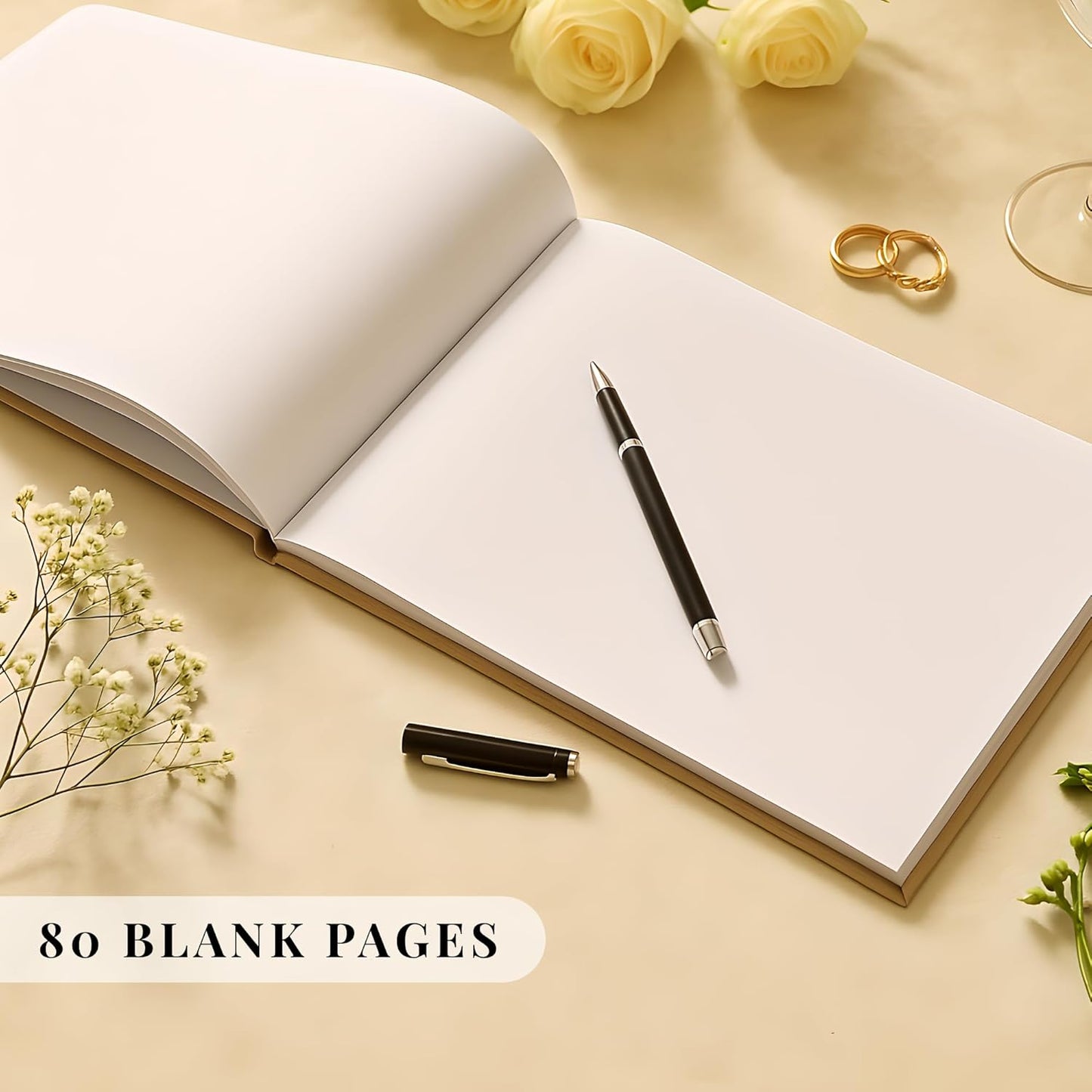Wedding Guest Book – Personalized Polaroid Guest Book for Wedding Reception, Custom Sign In Photo Book with Blank Pages, Elegant Keepsake for Guests (Elegant White)