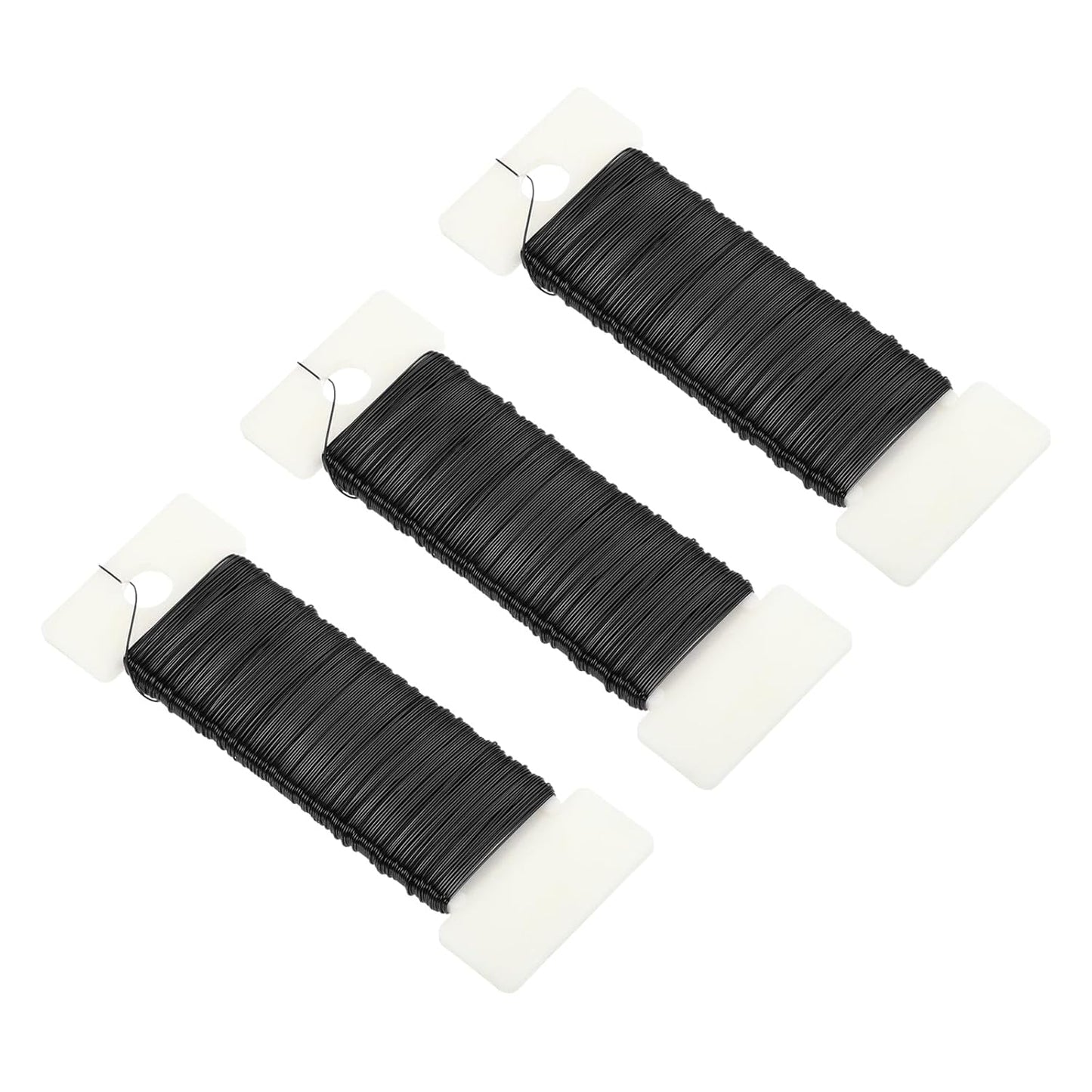 MECCANIXITY 114 Yards/345 Feet 27 Gauge Metal Floral Wire Black Flexible Paddle Thin Floral Wires for Craft, Christmas Wreath, Flower Arrangement, Wedding, Total 3 Roll