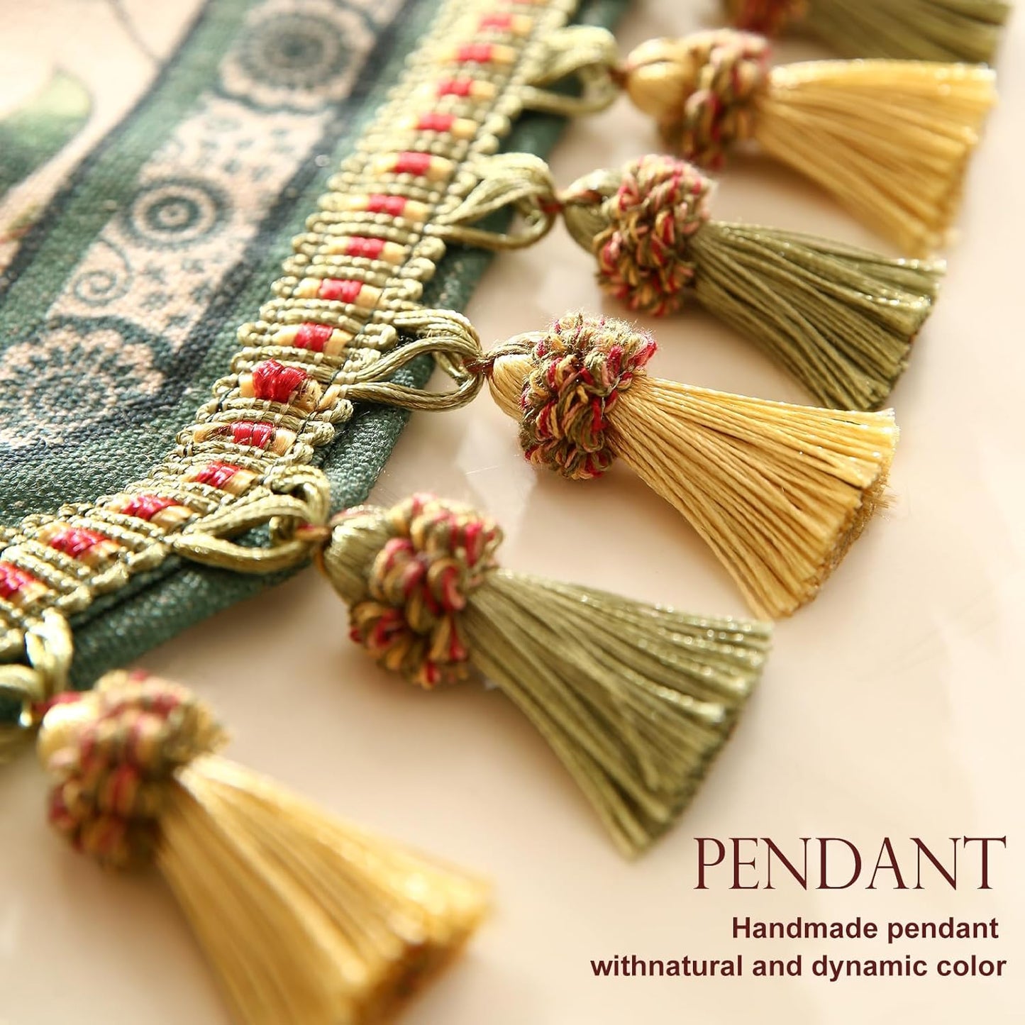 patdrea Designer Vintage Fresh Farmhouse Linen Table Runner 102 Inch Long, Green and Orange Pattern Table Mat, Decor for Kitchen Dining Table Coffee Table Shelf Cabinet Banquet Christmas ,12"*102"