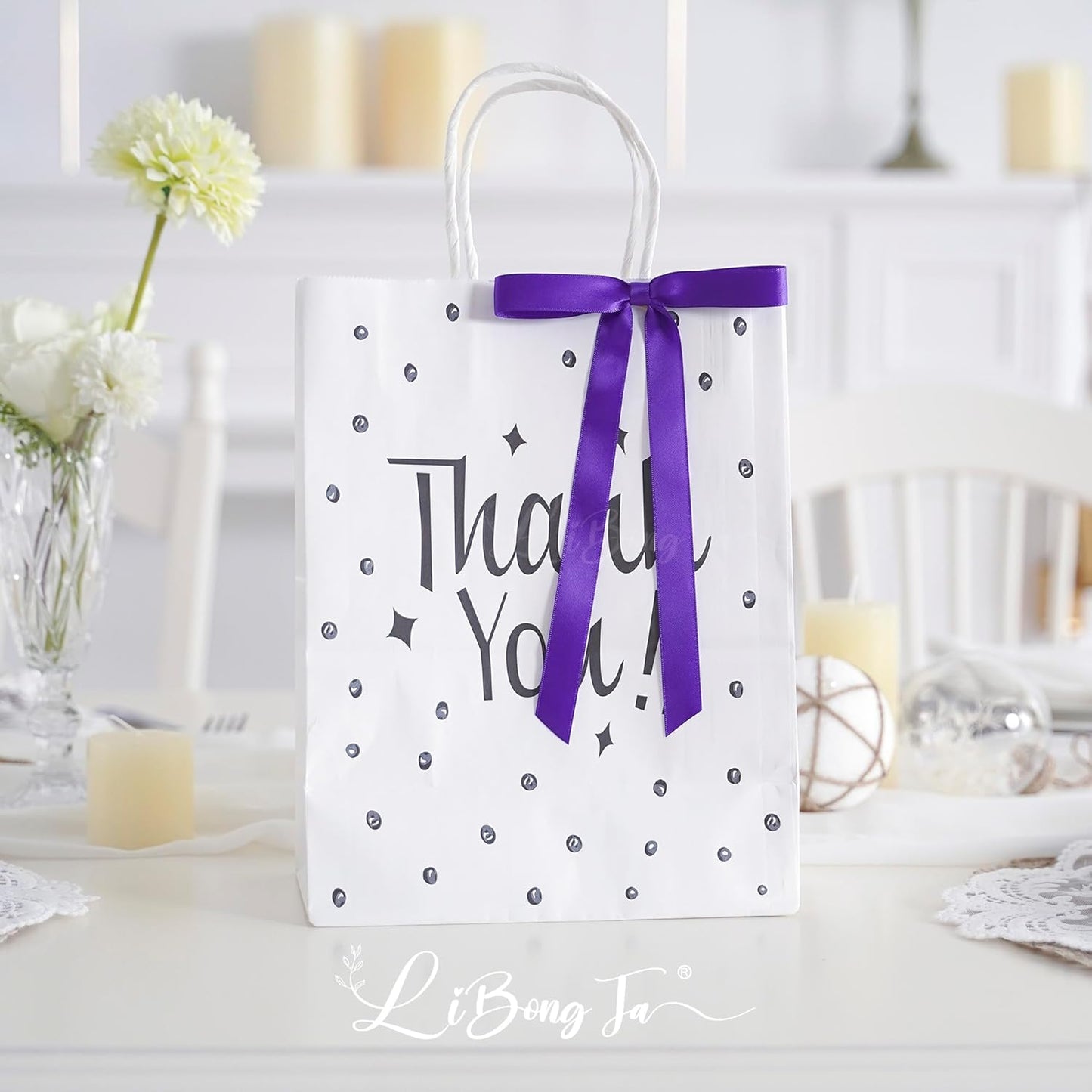 50 PCs Purple Bow 5 Inch Long Tail Bows for Gift Wrapping, Easter Bow Party Decorations, Twist Tie Bows, Satin Bows for Crafts, Premade Bows for Presents, Treat Bags, Bottles, Cakes