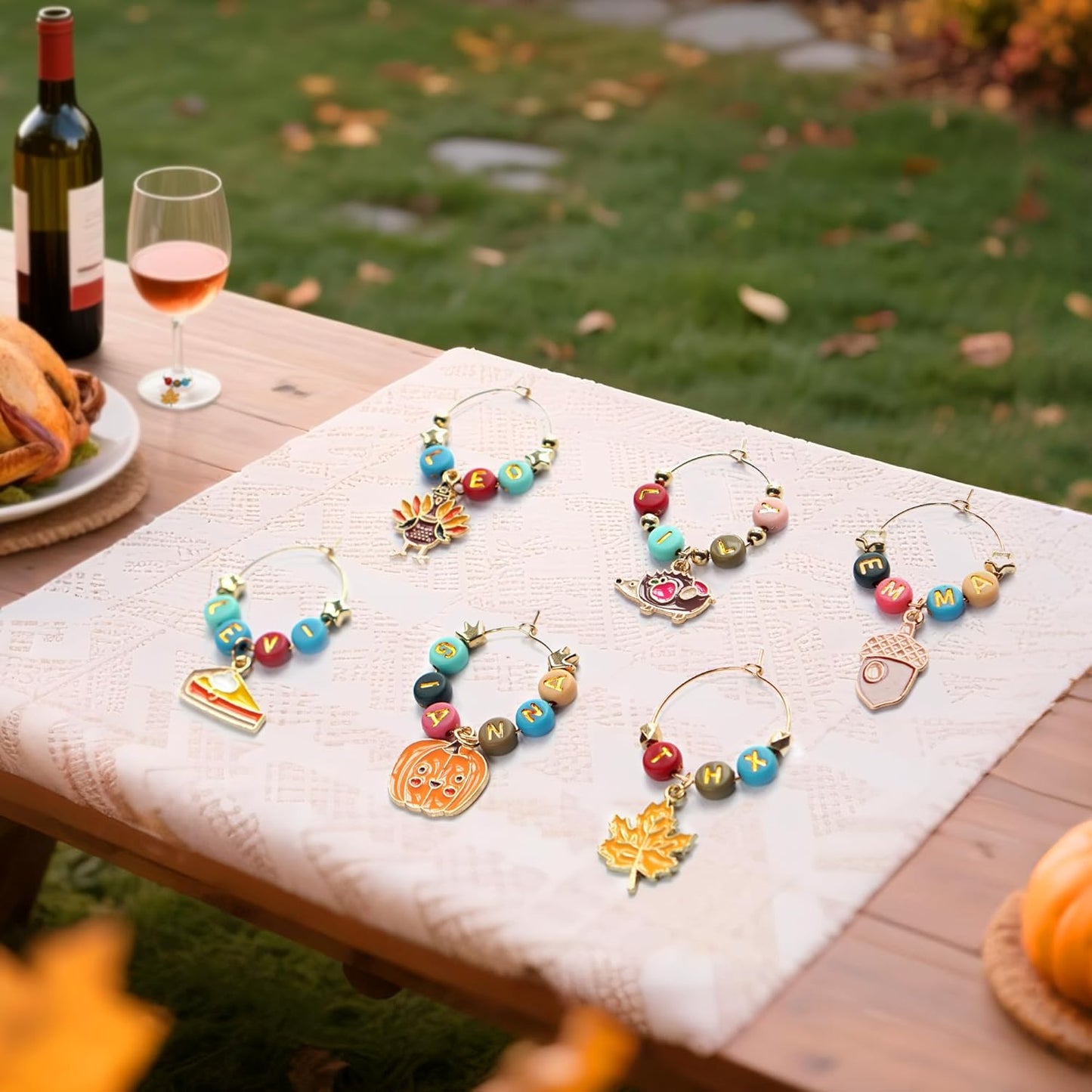 DIY Wine Glass Charms Kit, 25pcs Personalized Reusable Drink Marker Tags, Glass Identifiers for Wine Tasting Party, Unique Hostess Gifts & Party Decorations