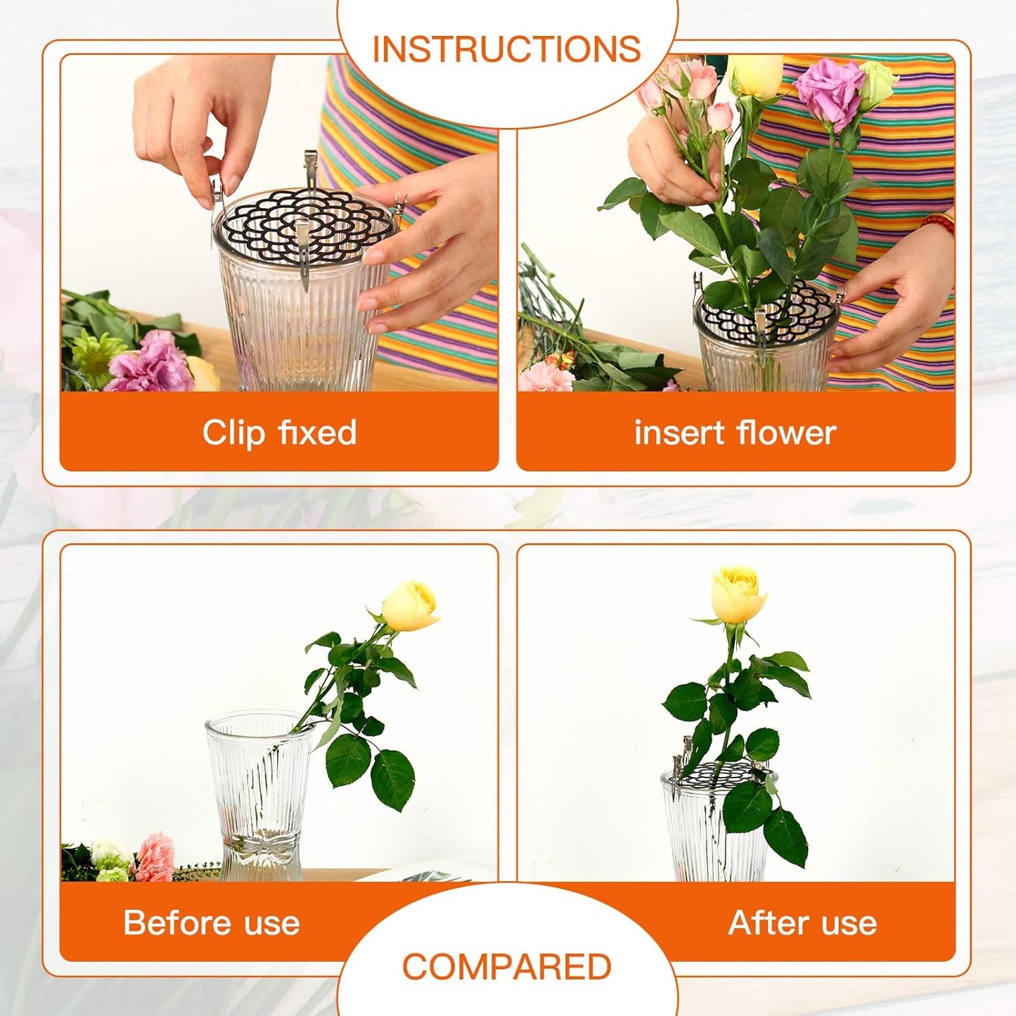 3 Pcs Modern Flower Frog Metal Flower Arrangement Holder Floral Grid Used for Vase Flower Arrangement Art Convenient Stem Holder for Flowers Flower Frog Organizer Metal Lid for Vase (Black)