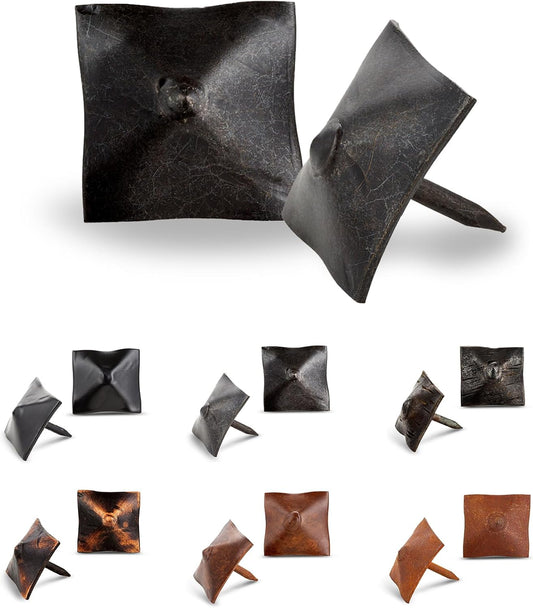 50 Pack 1" Square Head Iron Clavos Decorative Nails – Sealed Unfinished – Handmade Rustic Square Fasteners for Farmhouse Shutters, Barn Doors, Shutters, and Gates – Ornamental Wood Accent