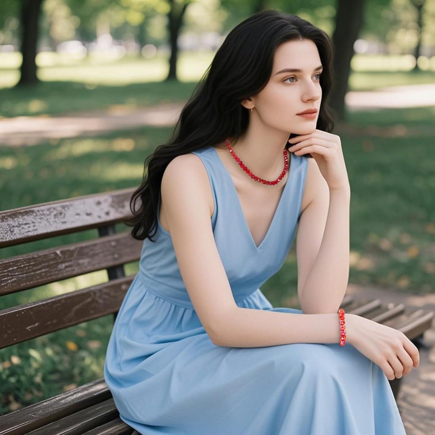 460Pcs 8mm Crystal Glass Beads for Jewelry Making Beads for Bracelets Necklace Pendants Making Supplies(Red)