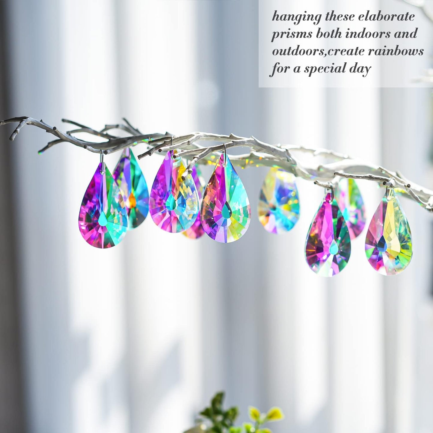 10 Pack Colorful Crystal Prisms Suncatcher,Sun Shine Catcher Rainbow Pendants,Crystals Prisms for Windows,Glass Hanging Decor for Home Garden Wedding DIY Ornament