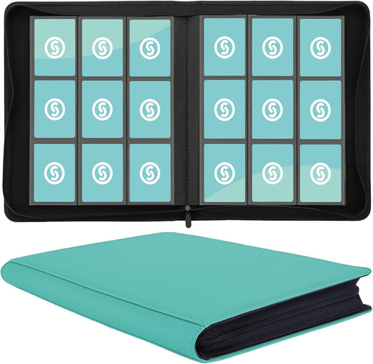 Card Binder 9 Pocket for 360 Cards - Premium Trading Card Binder with Sleeves Protection, Side Loading Collection for TCG, MTG, YGO, One Piece Collectible Cards (Blue)