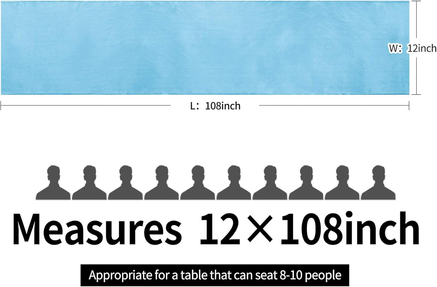 5-Pack Satin Table Runner Blue 12 x 108 inches Long, Table Runners for Wedding, Birthday Parties, Banquets Decorations（5 Pack, 12x108 Inch, Blue）