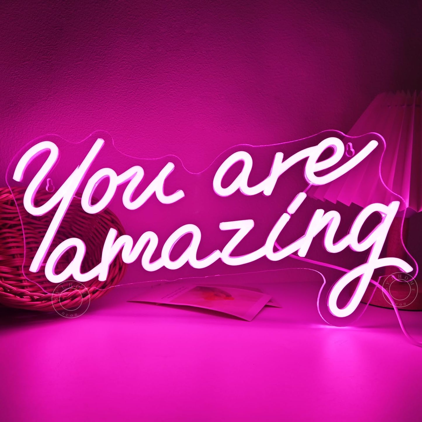 SYLHOME Pink You Are Amazing Led Neon Light Sign Girls Bedroom Kids Room Wall Decor Sign Wedding Birthday Christmas Graduation Party Sign Student Gifts USB 15.75" X 8.94"