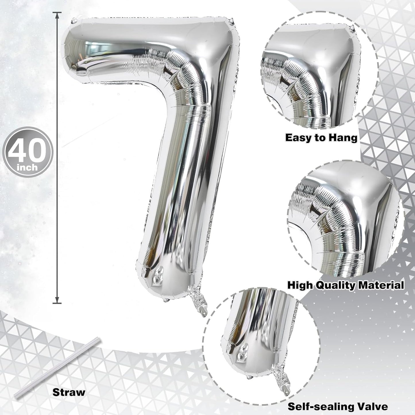 Silver 70th Birthday Balloons for Men, 40 Inch Mylar Self Inflating 70 Balloon Numbers, Large Foil 7 and 0 Helium Number Balloons for Women 70th Birthday Party Decorations Anniversary Decor Supplies