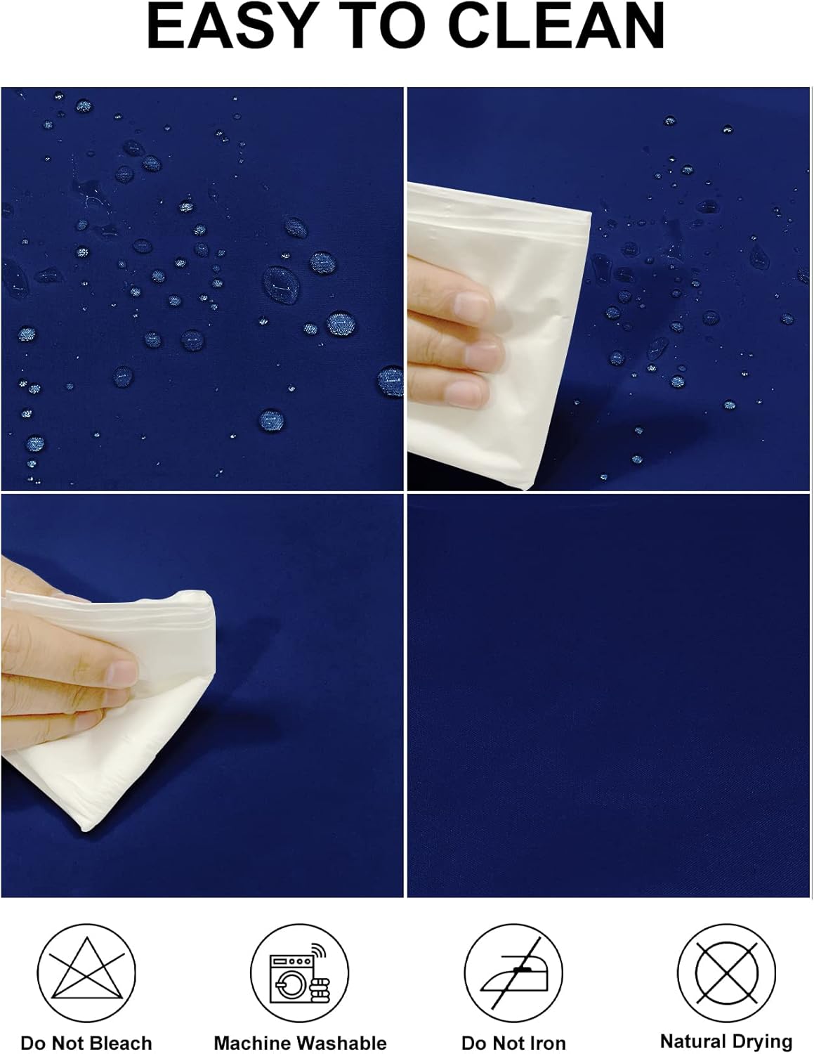 Fokitut 2 Pack Waterproof Round Tablecloth, 132 Inch, Stain Resistant and Wrinkle Polyester Table Cloth, Fabric Table Cover for Kitchen Dining, Wedding, Party, Holiday Dinner-Royal Blue