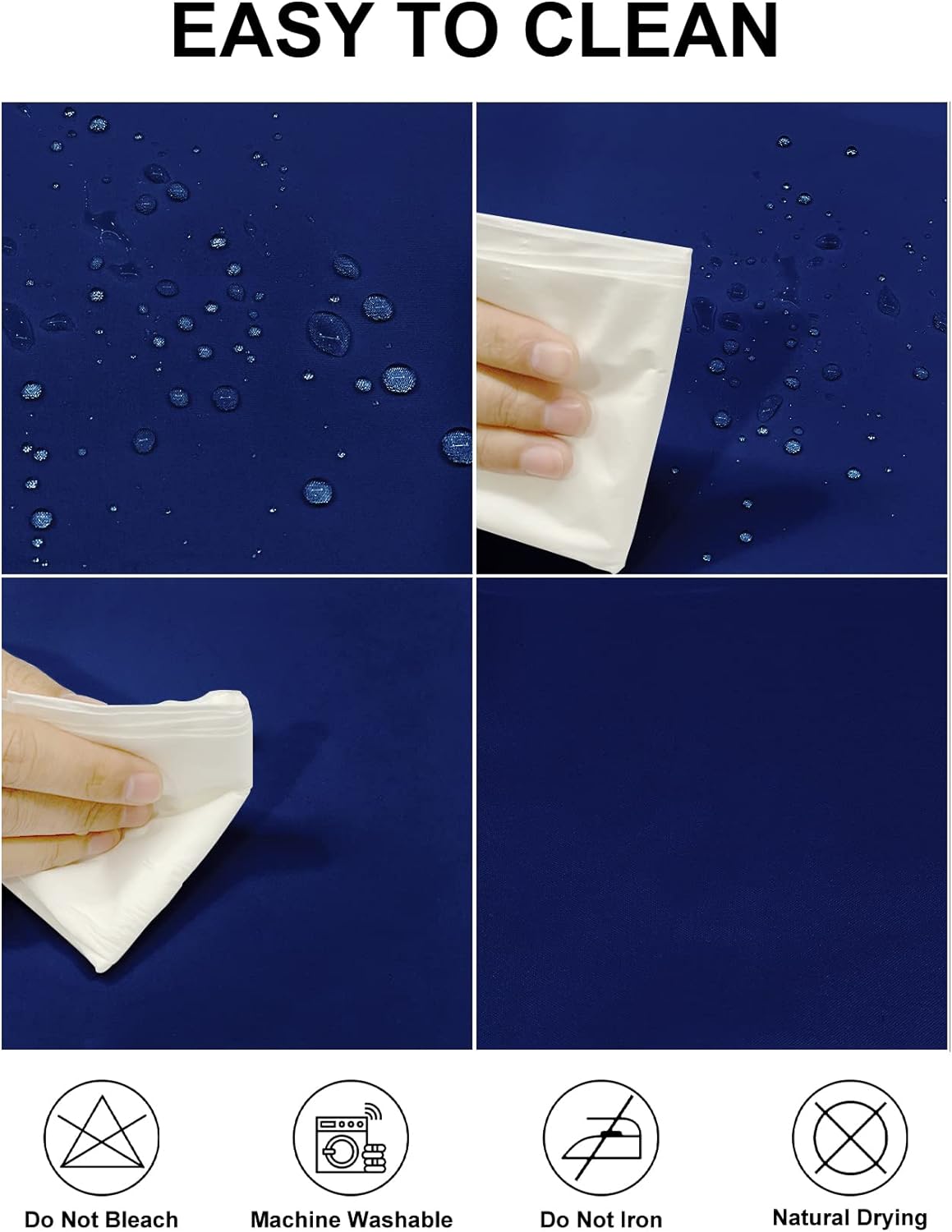 Fokitut 2 Pack Waterproof Rectangle Tablecloth, 90x156 Inch,Stain Resistant and Wrinkle Polyester Table Cloth, Fabric Table Cover for Kitchen Dining, Wedding, Party, Holiday Dinner-Royal Blue