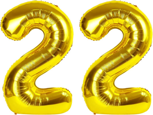40 Inch Big Gold Number 22 Balloon Birthday Decoration, Numbers 22 Helium Balloons 22 Celebration, Boy Girl Baby Anniversary Party Graduations Supplies Decorations