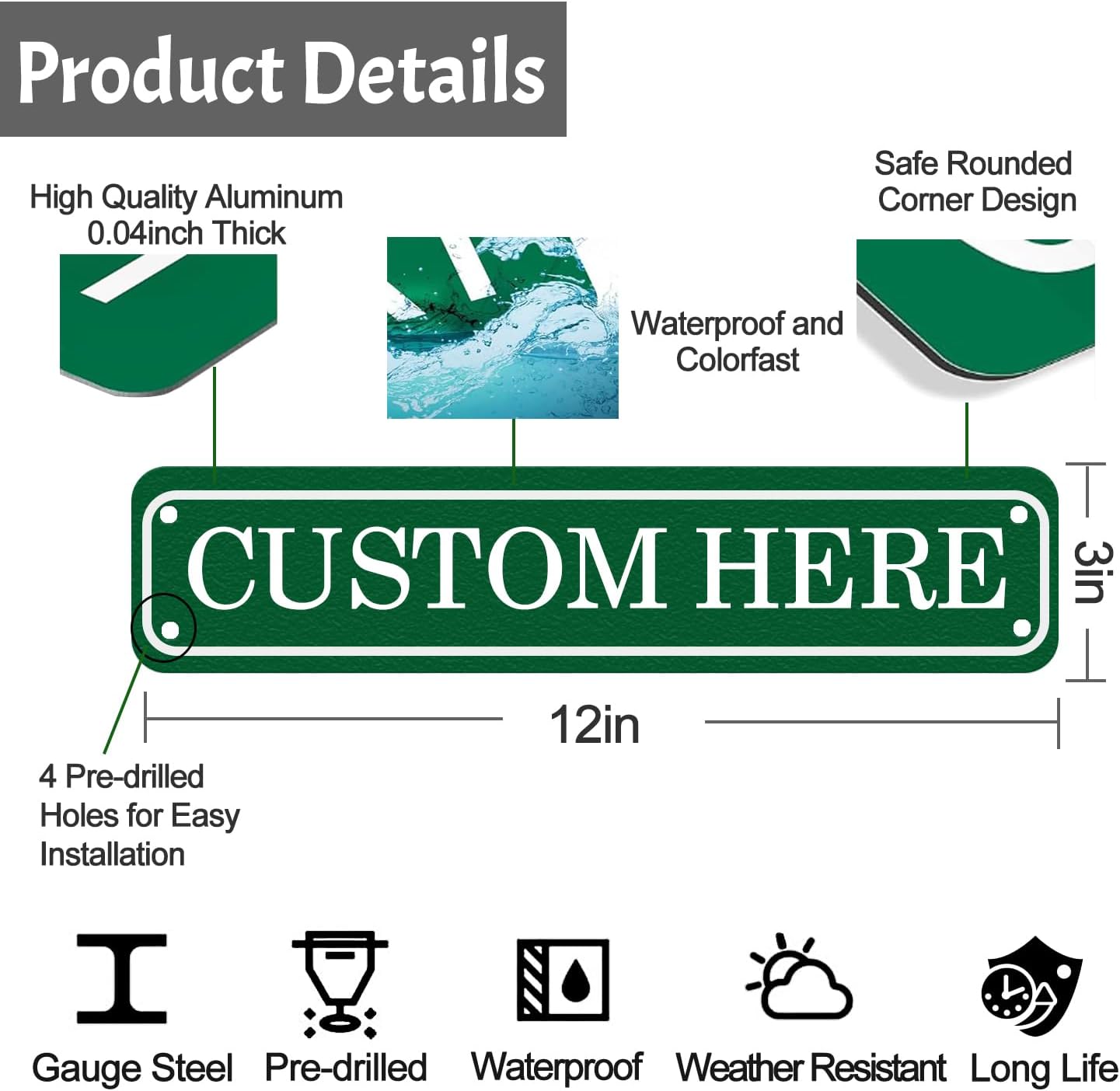 Custom Sign, Personalized Metal Signs,Customized Metal Signs Outdoor for Offices, Businesses, Workplaces, Street, Address, Indoor and Outdoor Use