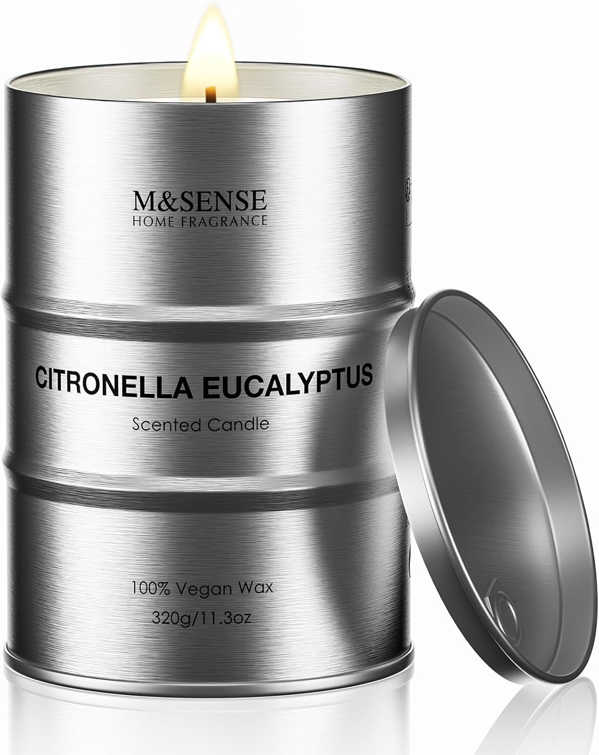 M&SENSE Scented Candle, Citronella Eucalyptus Medium Jar Candle for Men, 70 Hours Slow Burning Natural Soy Candles 11.3oz, Stress Relief Aromatherapy Candles Home Decor, Valentines Day Gifts for Him