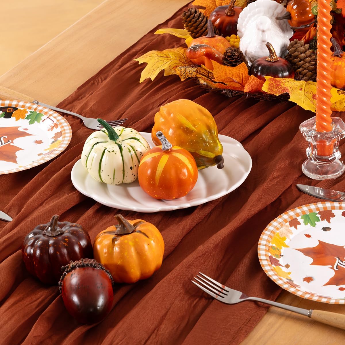 Terracotta Cheesecloth Table Runner 4 Pack Fall Burnt Orange Cheese Cloth Table Runners 120 Inches Rust Thanksgiving Fall Table Decorations for Friendsgiving Wedding Bridal Baby Shower Party