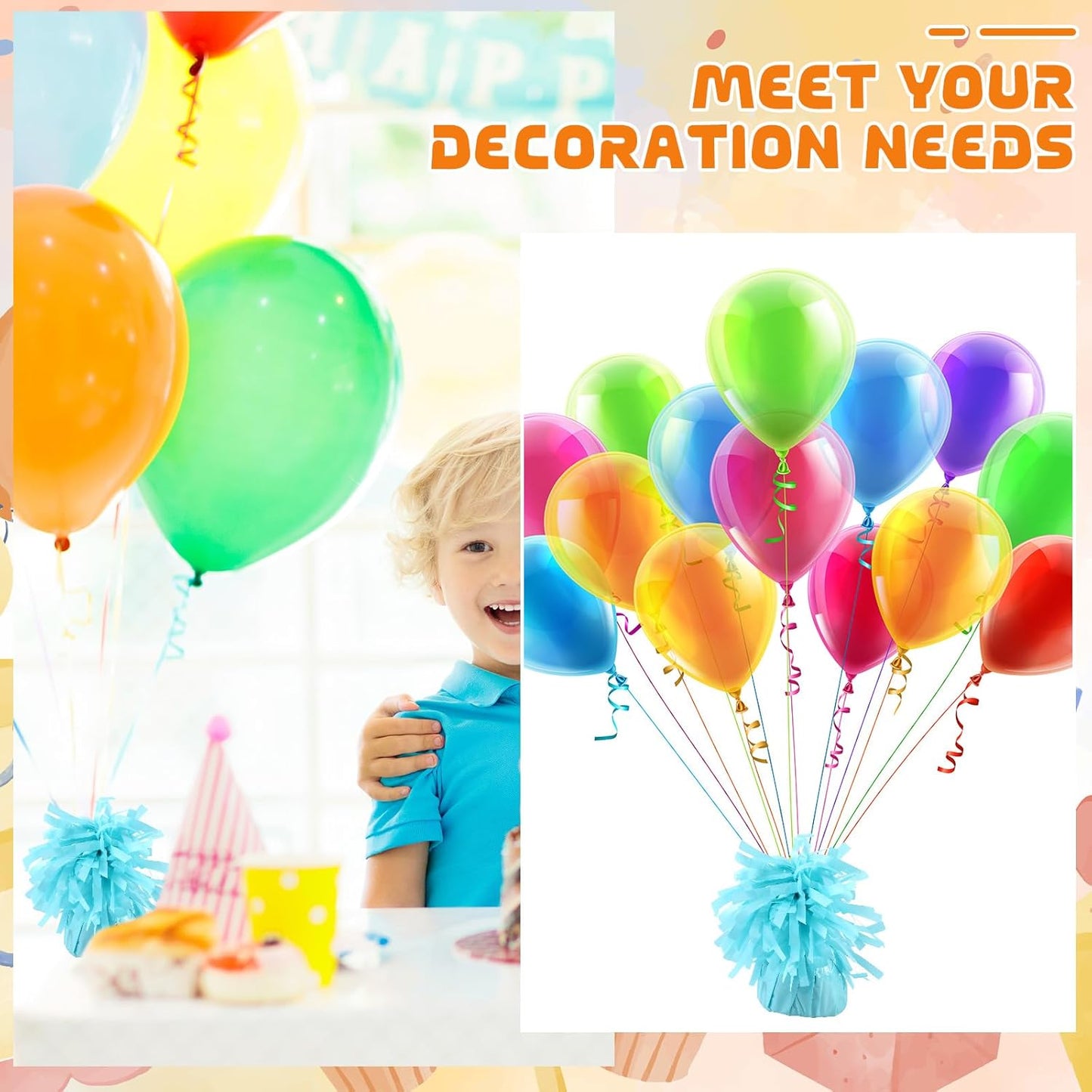 6 Pack Baby Blue Balloon Weights Metallic Holder Anchors Balloon Holder Weights for for Birthday 2025 Graduation Party Christmas Wedding Celebration Decoration (Baby Blue)