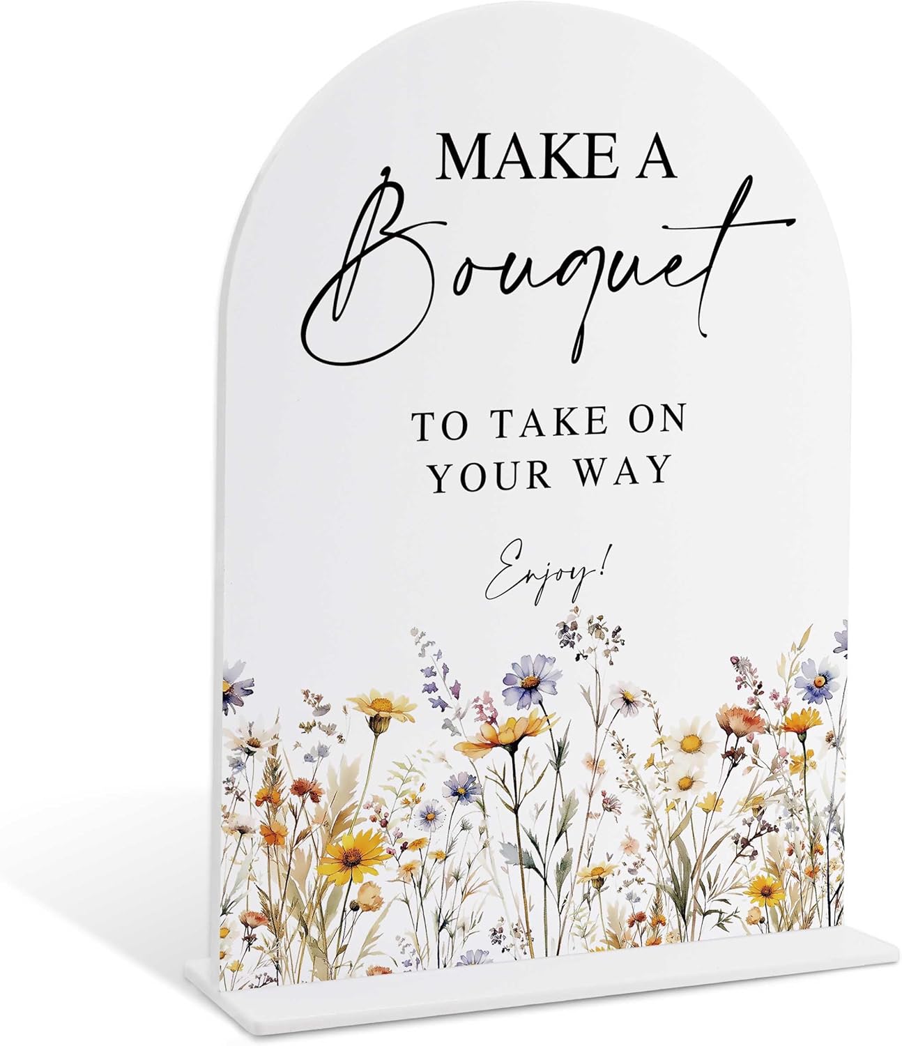 Wedding Signs for Ceremony and Reception, Boho Floral Acrylic Make A Bouquet Sign Sign, Wedding Signage with Stand, Bridal Shower Table Centerpieces, Supplies for Engagement Reception Event Party, 21