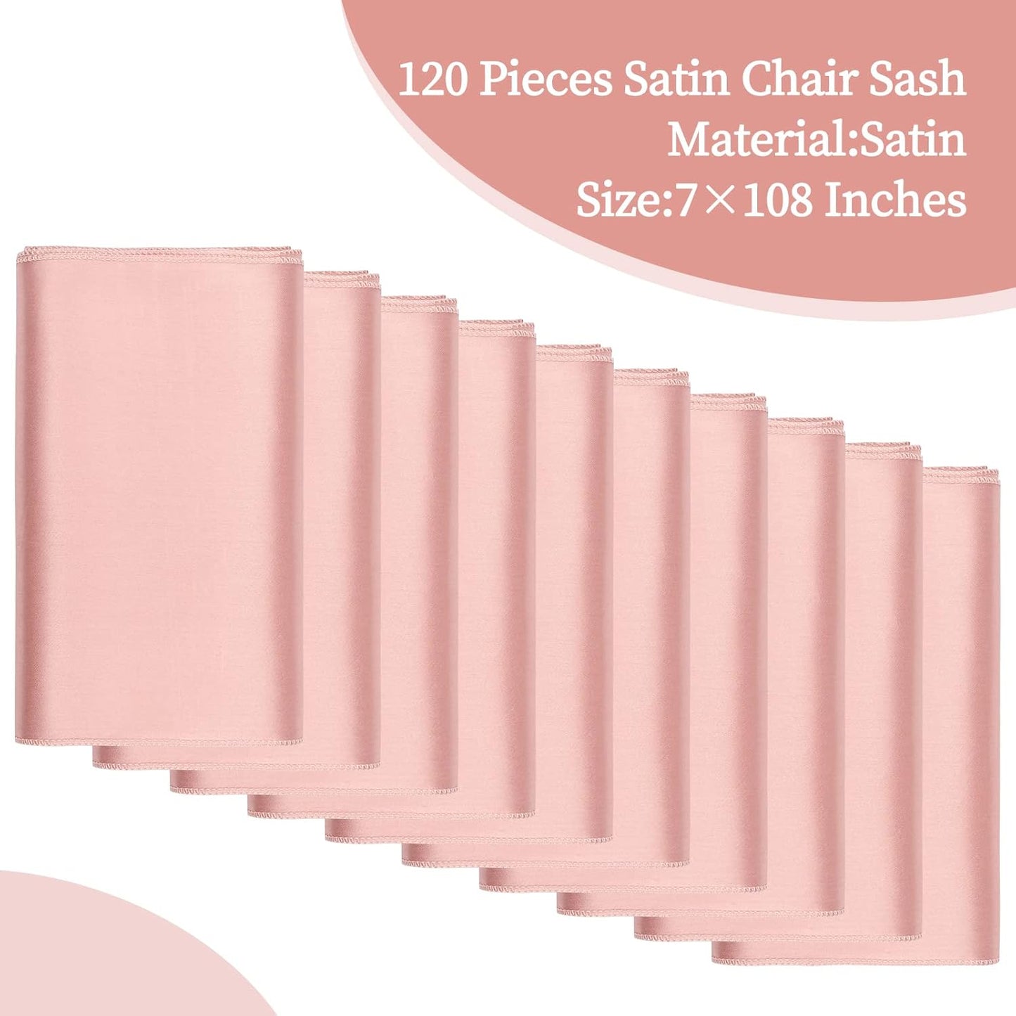 fani 120 PCS Rose Gold Satin Chair Sashes Bows Universal Chair Cover for Wedding Reception Restaurant Event Decoration Banquet,Party,Hotel Event Decorations (7 x 108 inch)