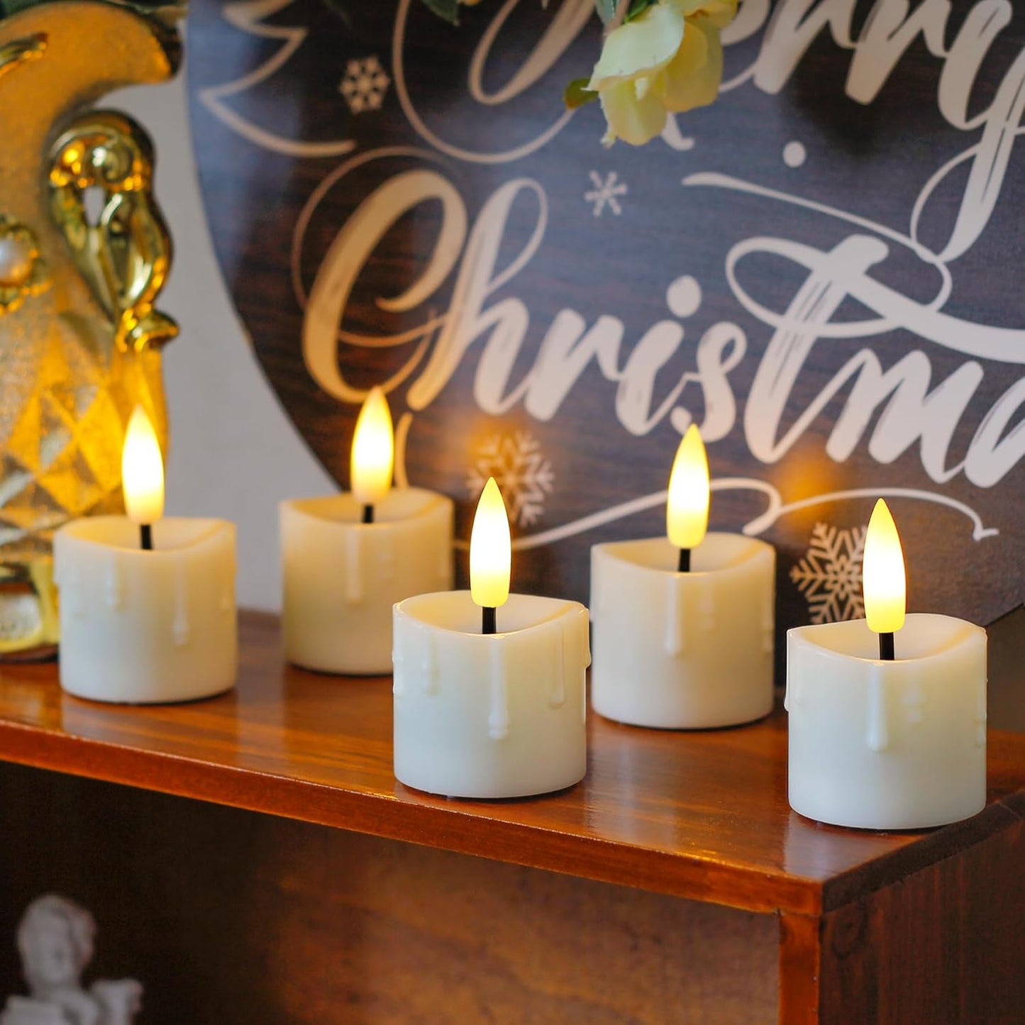 Rechargeable Flameless 1.6" x2.5" Tea Light Candles with Remote & Type-C Charging Cable, Timer LED Flickering Ivory Plastic 6pcs Mini Dripping Wax Votive Tealight Candles