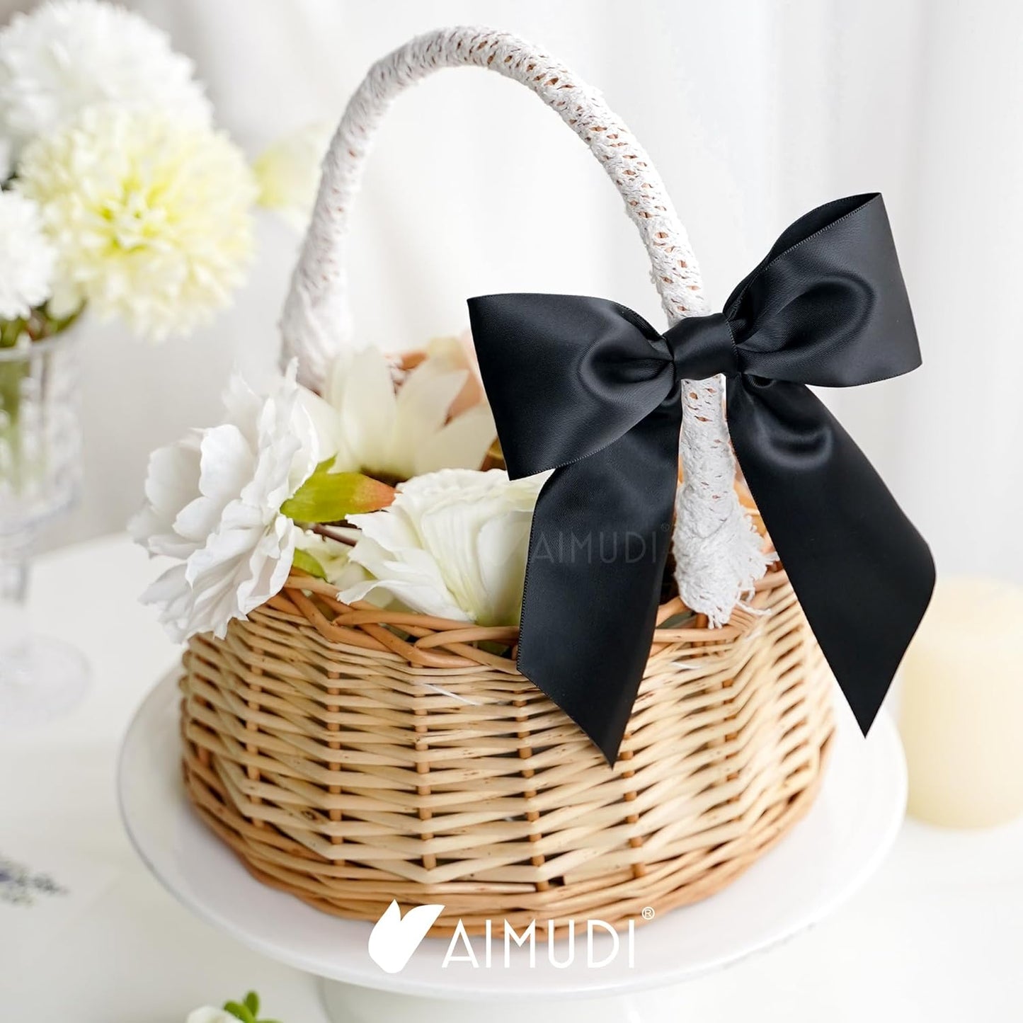 AIMUDI Black Satin Bows 5.5" Bows for Gift Wrapping Satin Twist Tie Bow Premade Ribbon Bow for Treat Bags Invitations Baskets Wreaths Crafts Wedding Birthday Party Baby Shower Decorations, 24 PCs