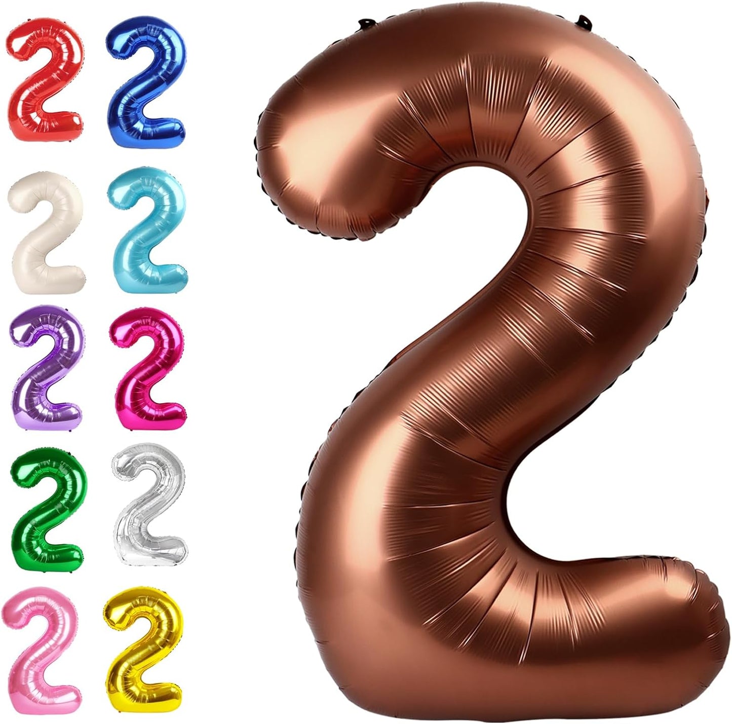 Big 40 Inch Coffee Brown 2 Number Balloon Birthday Decoration, Dark Brown Number 2 Helium Balloons 12 20 22 23 24 26 28 32 42 Celebration, Boy Girl Baby Anniversary Party Graduations Supplies