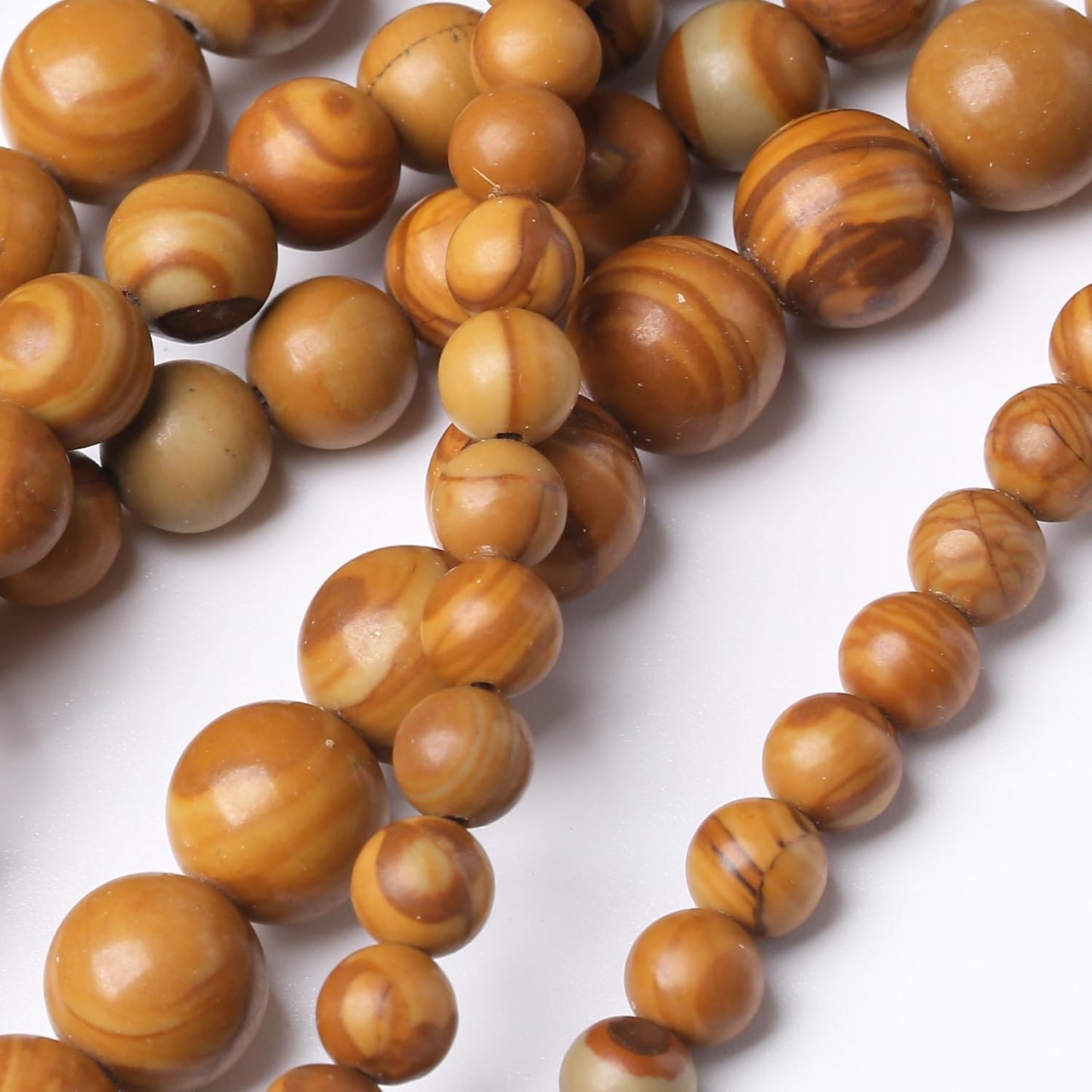 Yellow Woodgrain 4mm Stone Beads for Jewelry Making DIY Craft Gemstone Beads Kit (4mm, 88pcs) Smooth Healing Crystal Beads for Bracelets, Necklaces, Home Decor