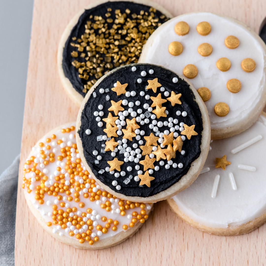 Sweets Indeed Sprinkles 6 Cell Edible Sprinkle Mix Jimmies Perfect for Cake Decorations Baking Ice Cream Cookies Cupcake Topper (Gold)