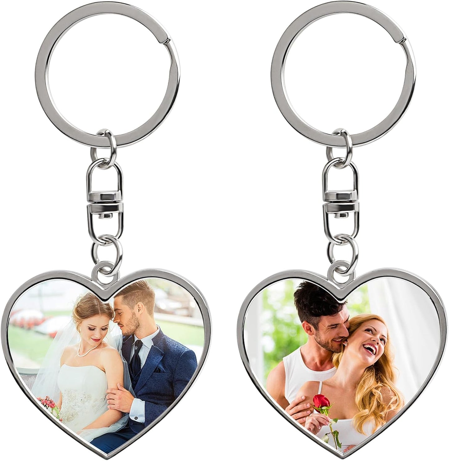 Double Side Custom Keychain with Picture Personalized Engraving Photo Text Customized Gifts for Men Women