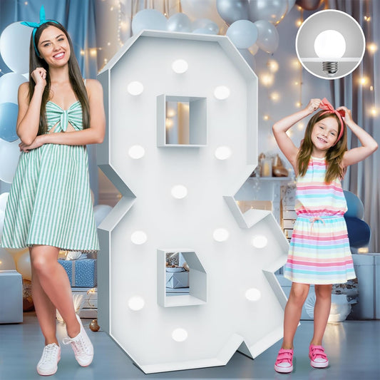 4FT Marquee Light Up Letters - Cool White Light Up Letters & with Fixed Water Bag, Party Decoration Large Marquee Light Up Letter can Be Used for Wedding Decoration, Birthday Party Deco