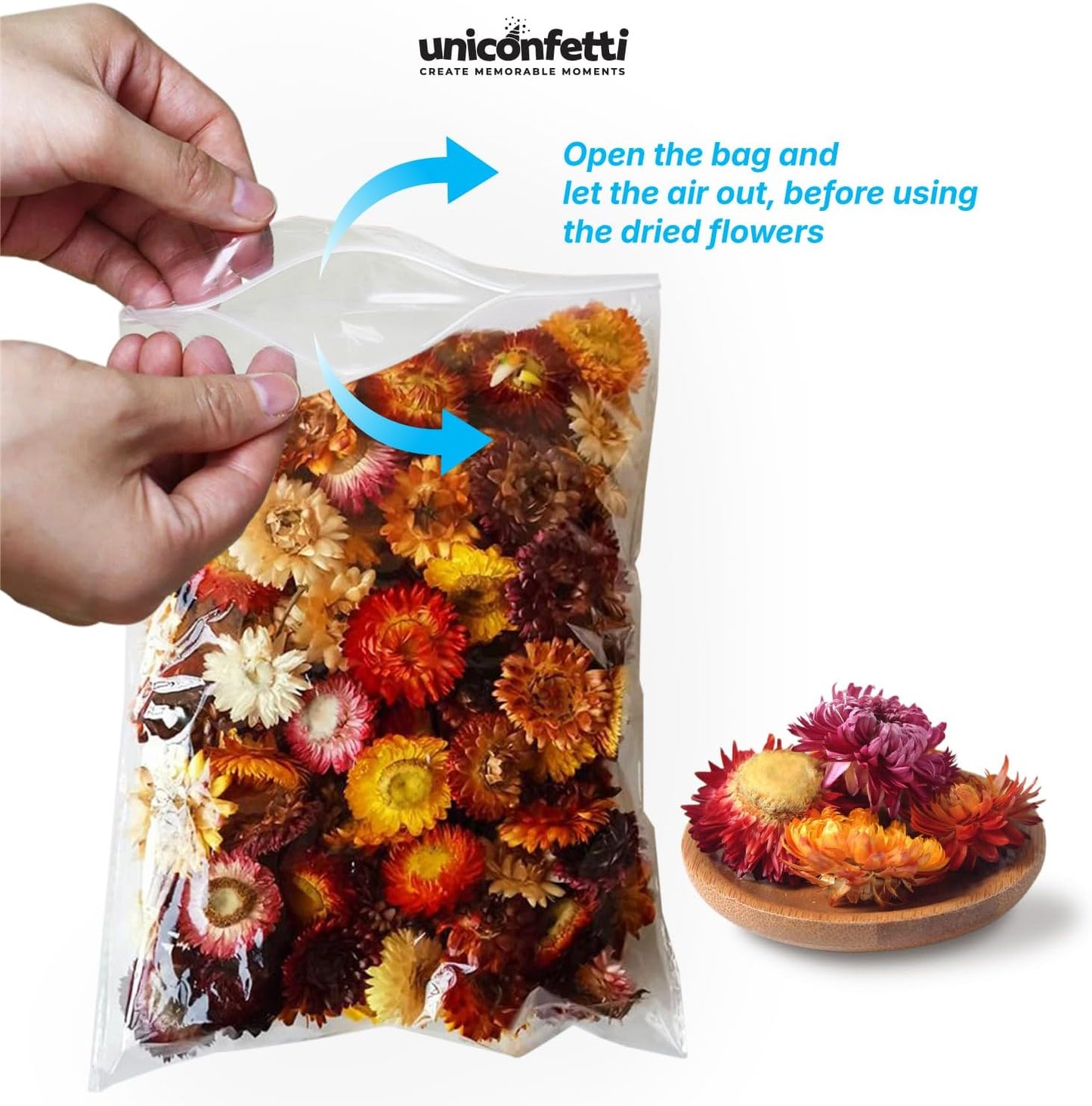 Dried Flower Baby's Breath Biodegradable Confetti - Real Flower Petals for Weddings, Flower Girl Toss, Wedding Send Off Ideas, Party Table Decoration | Boxed - 8oz (0.5lbs)