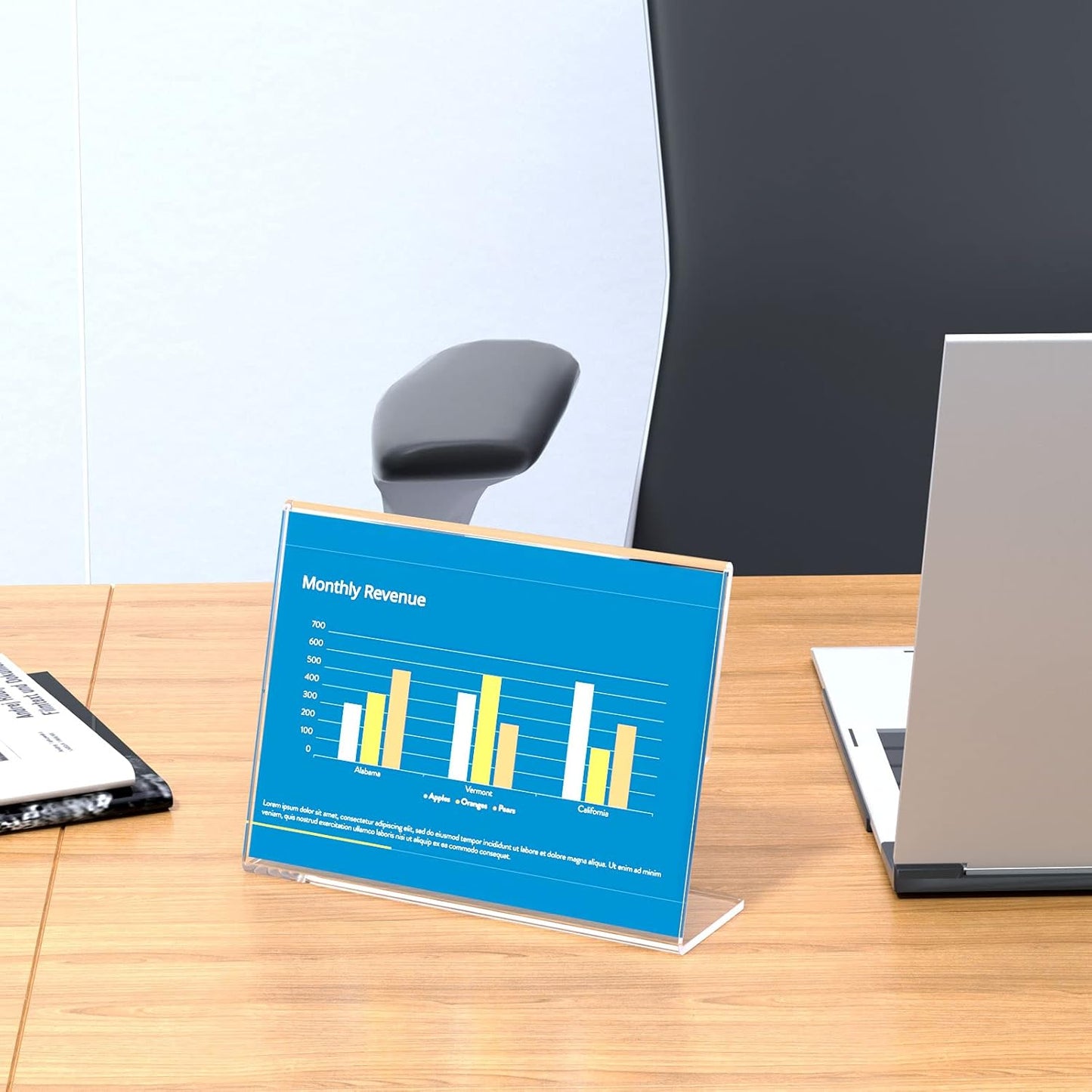 NIUBEE Slanted Back Acrylic Sign Holder 7 x 5 Inches, Clear Plastic Sign Holder Paper Display Table Stand for Office, Store, Restaurant -Horizontal (6 Pack)