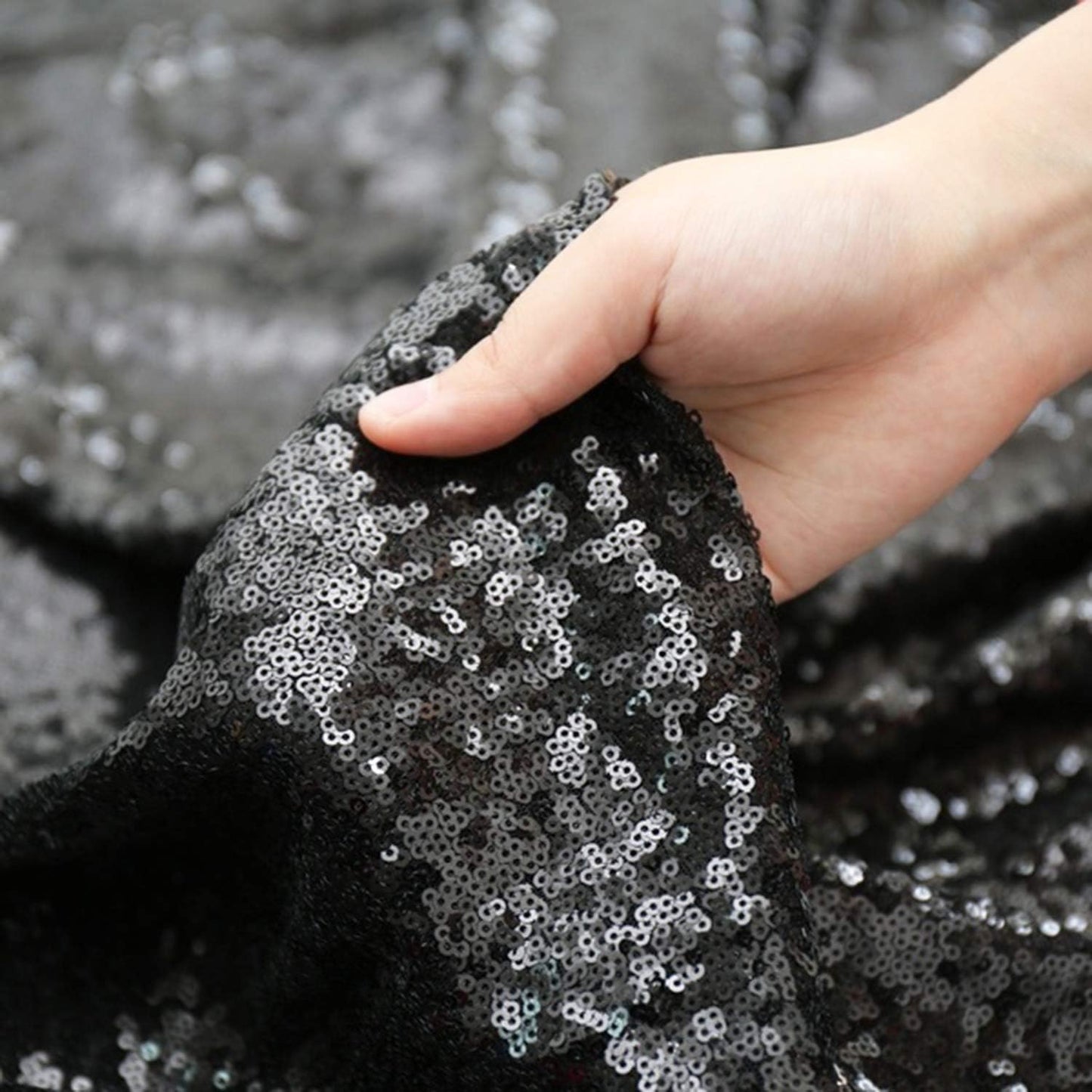 Poise3EHome Black Sequin Backdrop, 10Ft x 10Ft Glitter Photography Background Curtains, Sequence Drapes for Party Baby Shower Wedding Birthday Christmas Thanksgiving Halloween Decoration