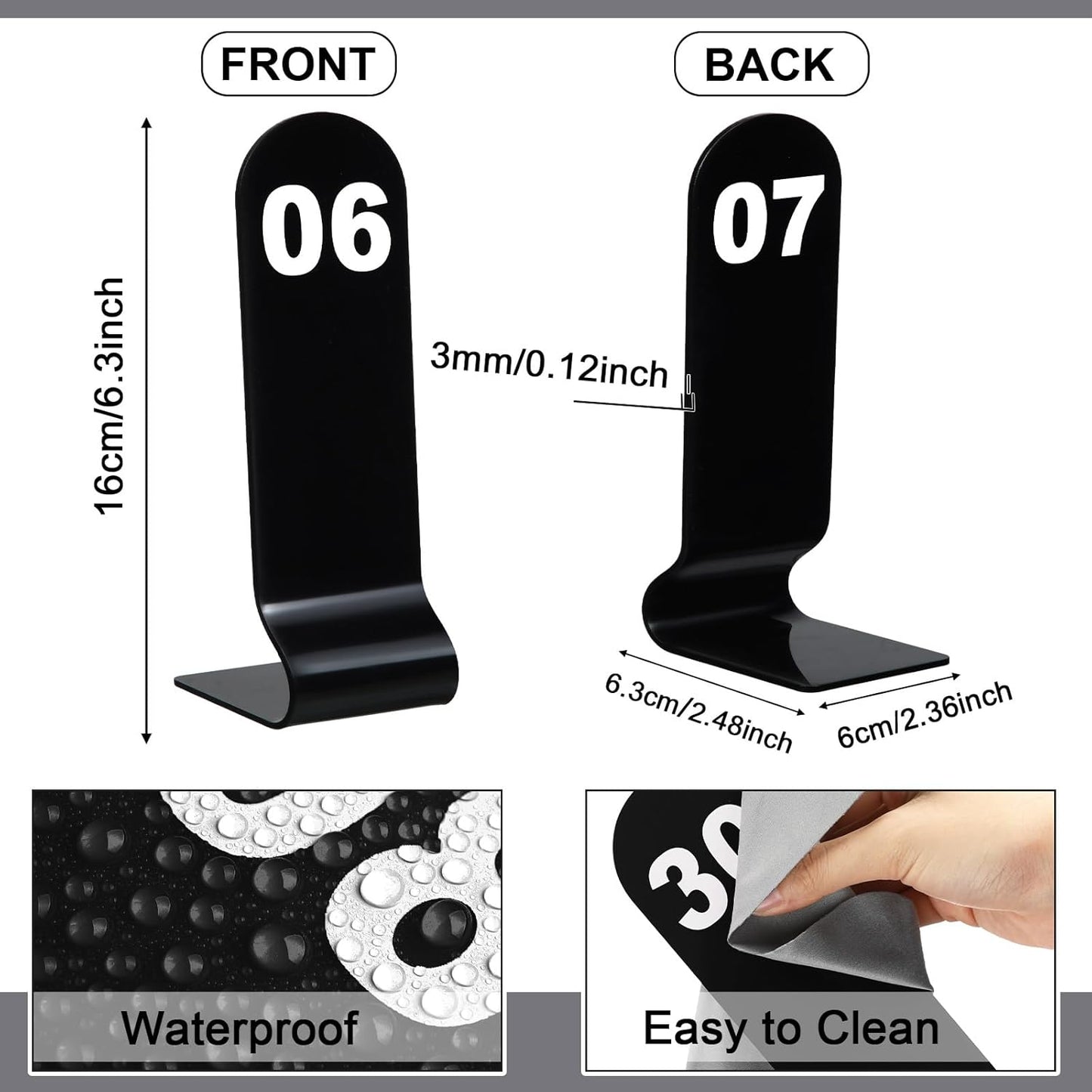 Tuanse 1-30 Table Order Numbers Restaurant Double Sided Acrylic Reception Number Stands Signs for Wedding Restaurant Seating Cafes Party Banquet(Black)