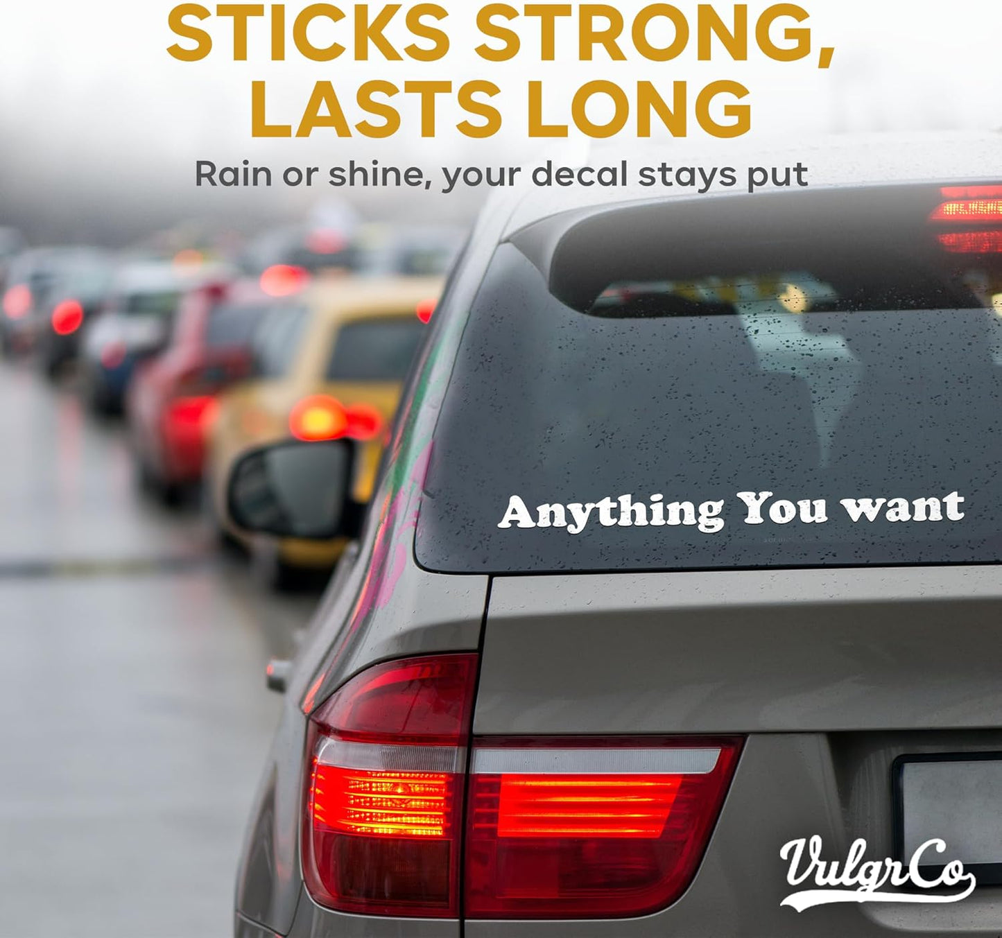 VulgrCo Custom Windshield Sticker, Create Your Own Custom Vinyl Decals for Cars, Long-Lasting Front Windshield Decals for Trucks, Fade Resistant & Weatherproof Windshield Stickers