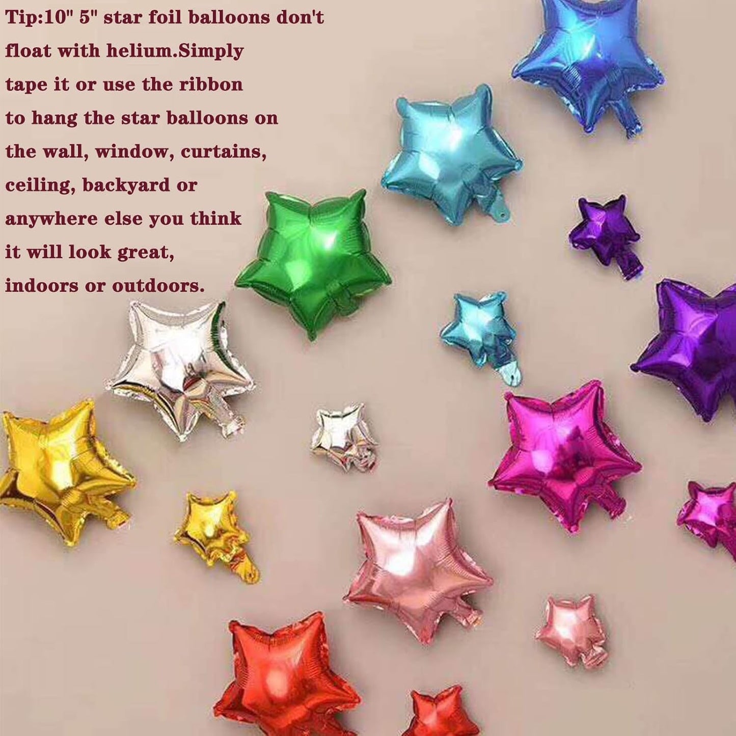 50 Gold Star Balloons - 5" Small Gold Foil Star Mylar Balloons for Party Decorations