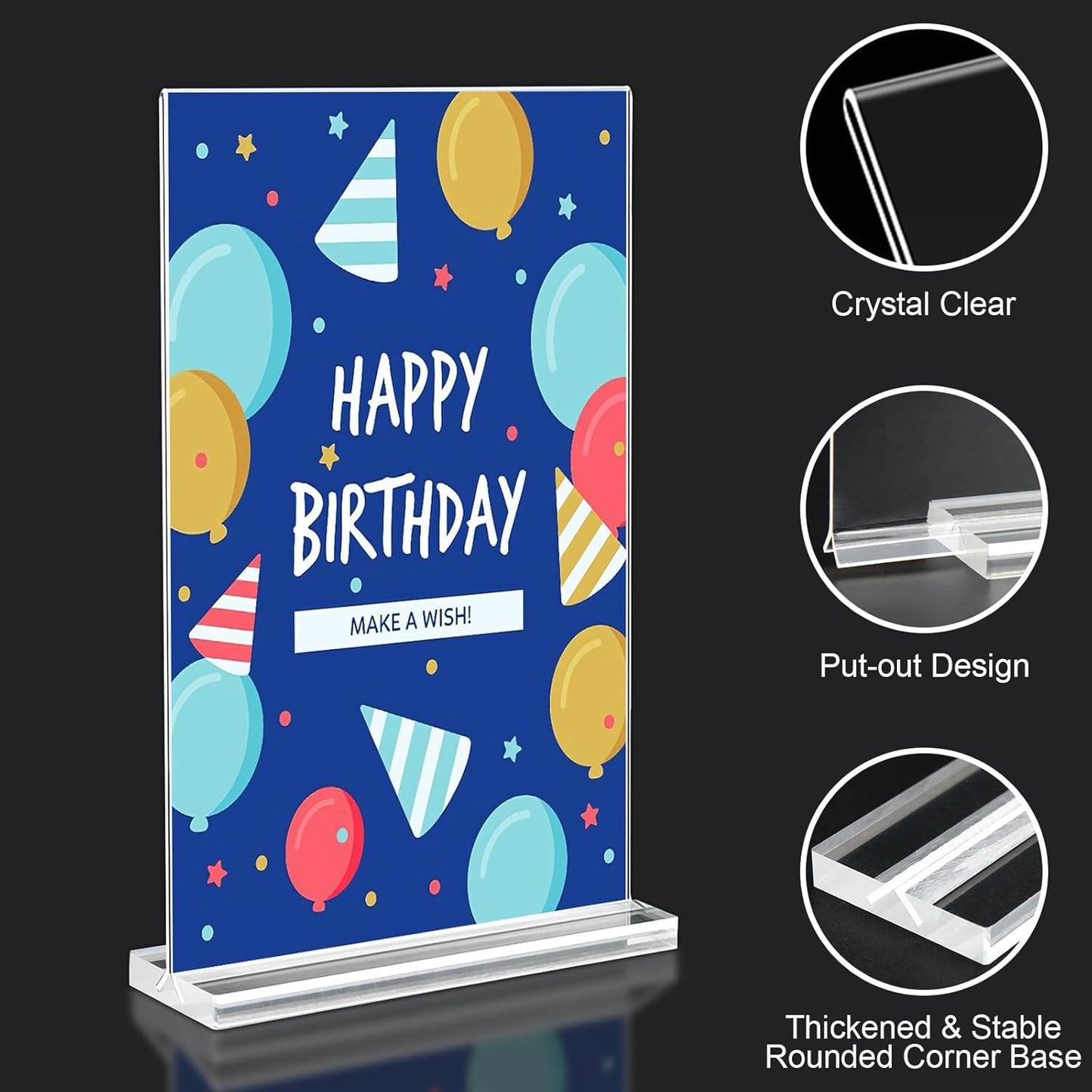 Acrylic Sign Holder 5.5x8.5 Inches 8 Pack, Double Sided Vertical Clear Display Stand, Plastic Frame Flyer Holder for Tabletop, Office, Restaurant, Store