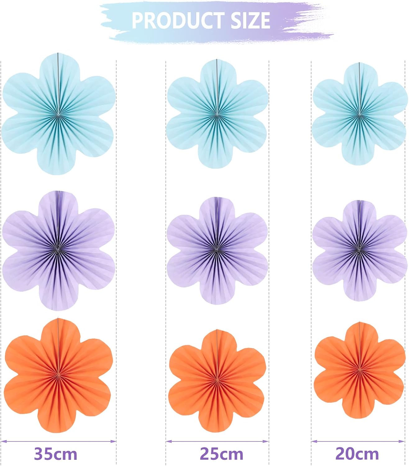 SUNBEAUTY 9 PCS Flower Party Decorations Paper Fans Classroom Decoration Paper Floral Backdrop Decor Paper Fans Decoration Hanging Paper Fans