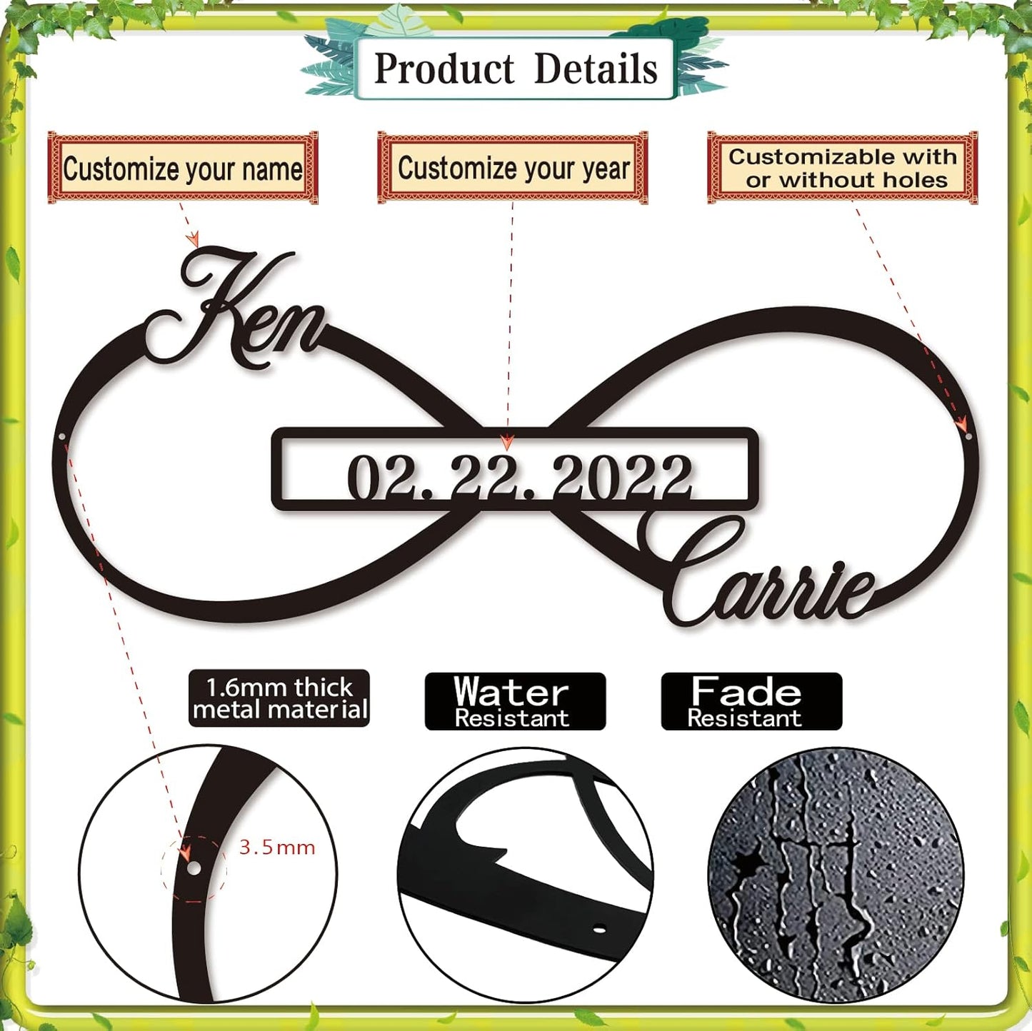 Personalized Infinity Symbol, Metal Love Sign, Love Sign Infinity Heart Sign Metal Wall Decor, Metal Wall Art Decor, Valentine'S Day Gift For Her, Personalized Anniversary Wedding Gift For Couple