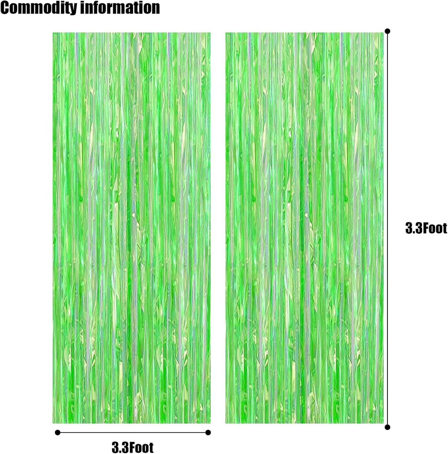 CANREVEL 2 Pack 3.2x6.5 Feet Iridescent Foil Fringe Backdrop Curtains, Clear Green Tinsel Photo Booth Props Streamers Party Decorations for Birthdays Jungle Safari Tropical Party Christmas Decorations