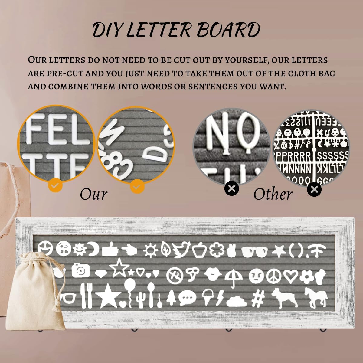 Picture Frames Collage Wall Decor Hanging Photo Display, Birthday Gifts for Mom Grandma Teen Girl, Felt Letter Board with 270 Letters and 30 Clips, Unique DIY Collage Picture Frames for Mothers Day