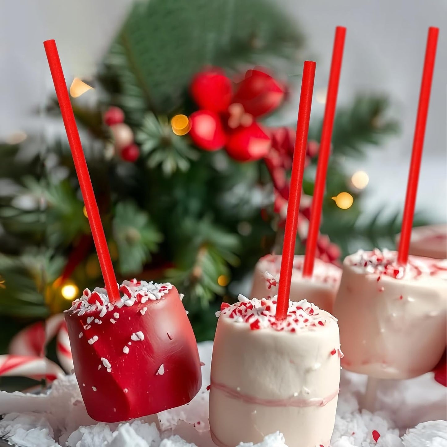 Disposable 7.75 inch Solid Red Paper Straws 100 Counts for Drinking, Decoration, Cake Pops, DIY Arts & Crafts - Eco-friendly