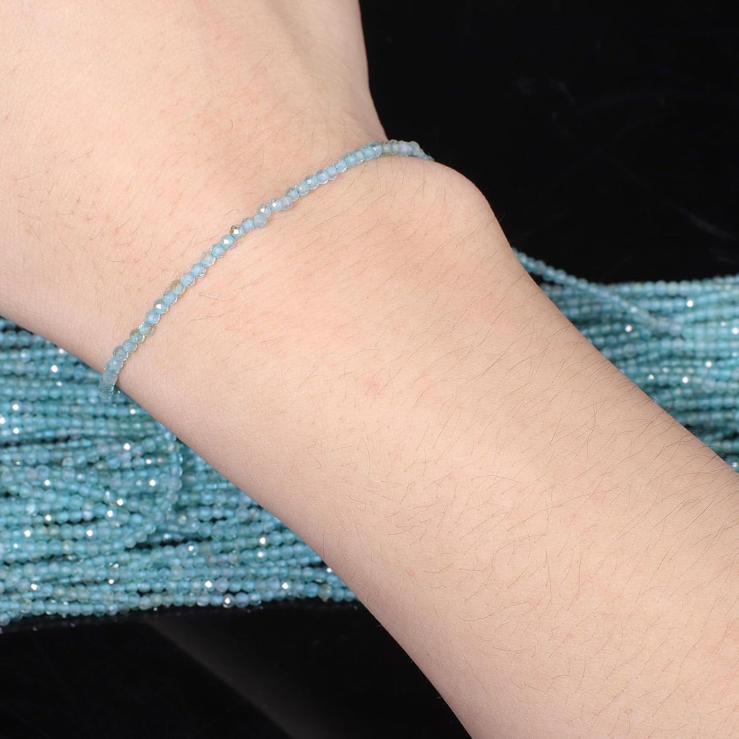 Song Xi 180pcs 2mm Natural Kyanite Gemstone Beads Faceted Round Loose Stone Beads for Jewelry Making