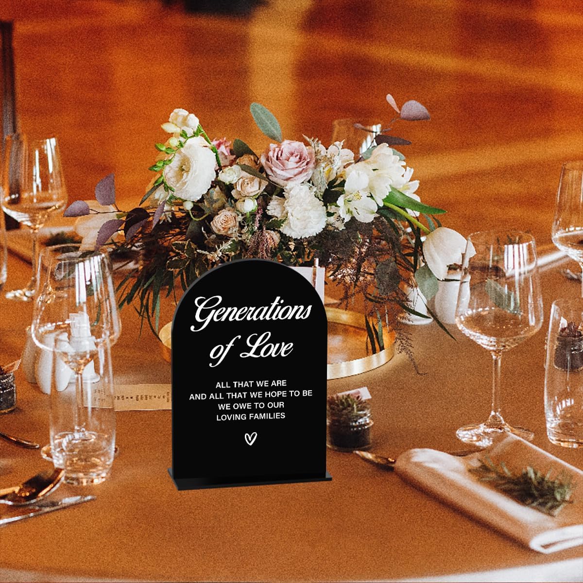 Acrylic Wedding Sign Generations of Love Sign for Wedding Wedding Signs for Ceremony Modern Calligraphy Arch Acrylic Table Top Sign for Wedding Reception and Event Party Table(black）