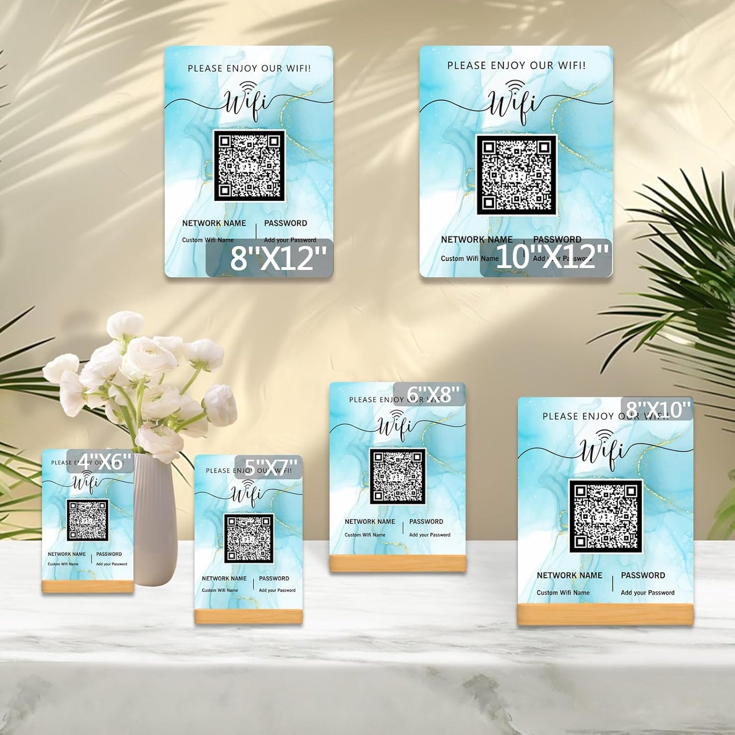 Personalized Custom Metal QR Code Sign Venmo Cashapp Scan to Pay with Stand Instagram Facebook Social Media QR Signs Bar Code QR Plaque Print for Business Salon Beauty Store Restaurant Wifi Sign (W4)