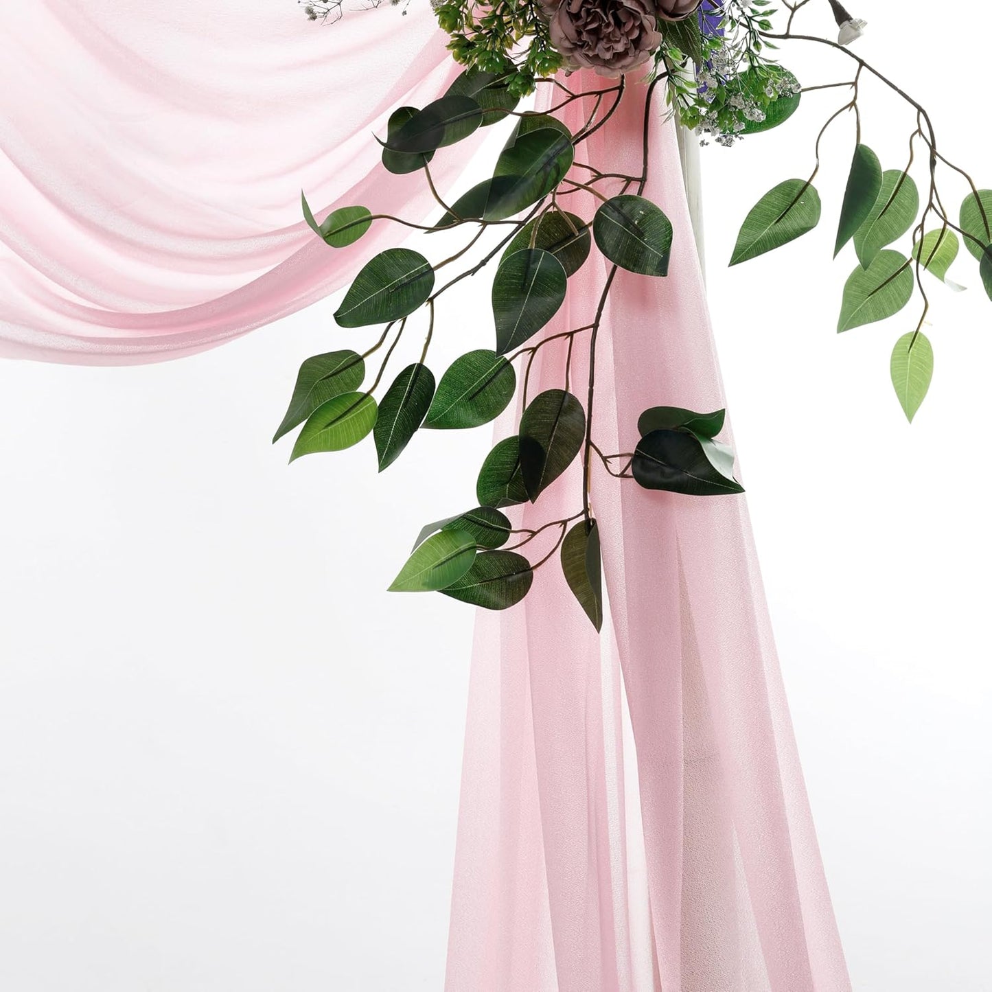 VDS Pack of 2 Panel (30 Inch X 30 Feet) Wedding Arch Draping Fabric Sheer Chiffon Fabric Drapery for Wedding Ceremony Reception Swag Backdrop Canopy Chuppah ARBO Altars Decoration (Blush Pink)